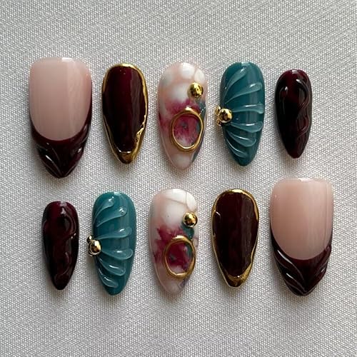 Fall Press On Nails - Handmade GEL Medium Length Almond