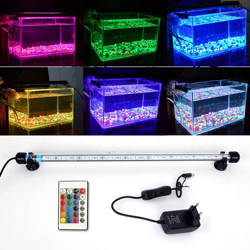 VARMHUS Lampa LED 18-112 cm do akwarium, wodoszczelna lampa do akwarium, wtyczka UE, podwodna belka świetlna LED (RGB, 37 cm)