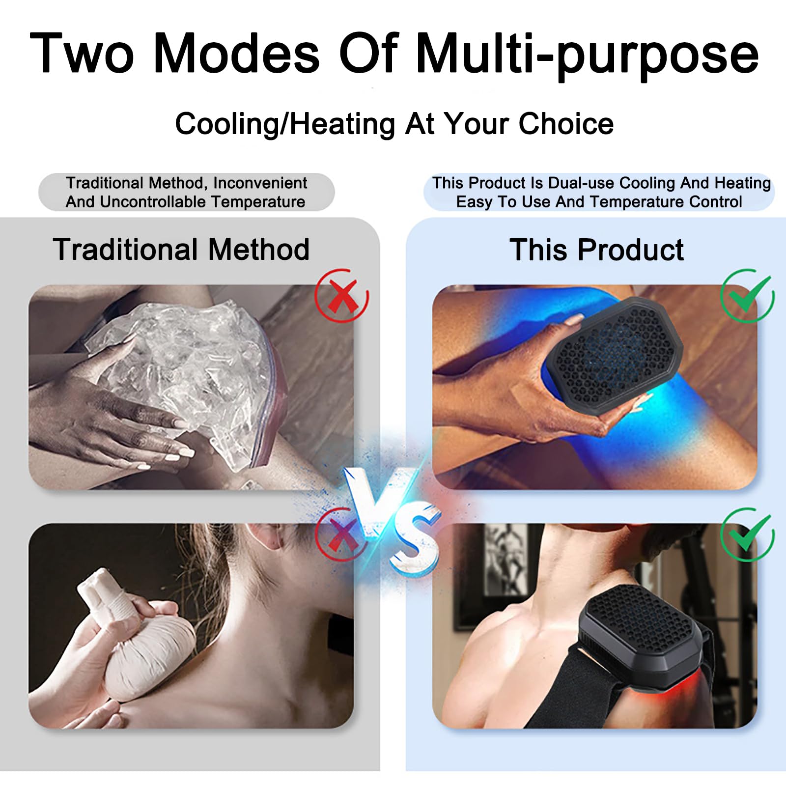 MáQuina PortáTil Terapia InstantáNea Calor FríO Y Contraste Almohadilla TéRmica EléCtrica Recargable Y Dispositivo Terapia con Compresas Hielo, Alivio del Dolor, Molestias,Black