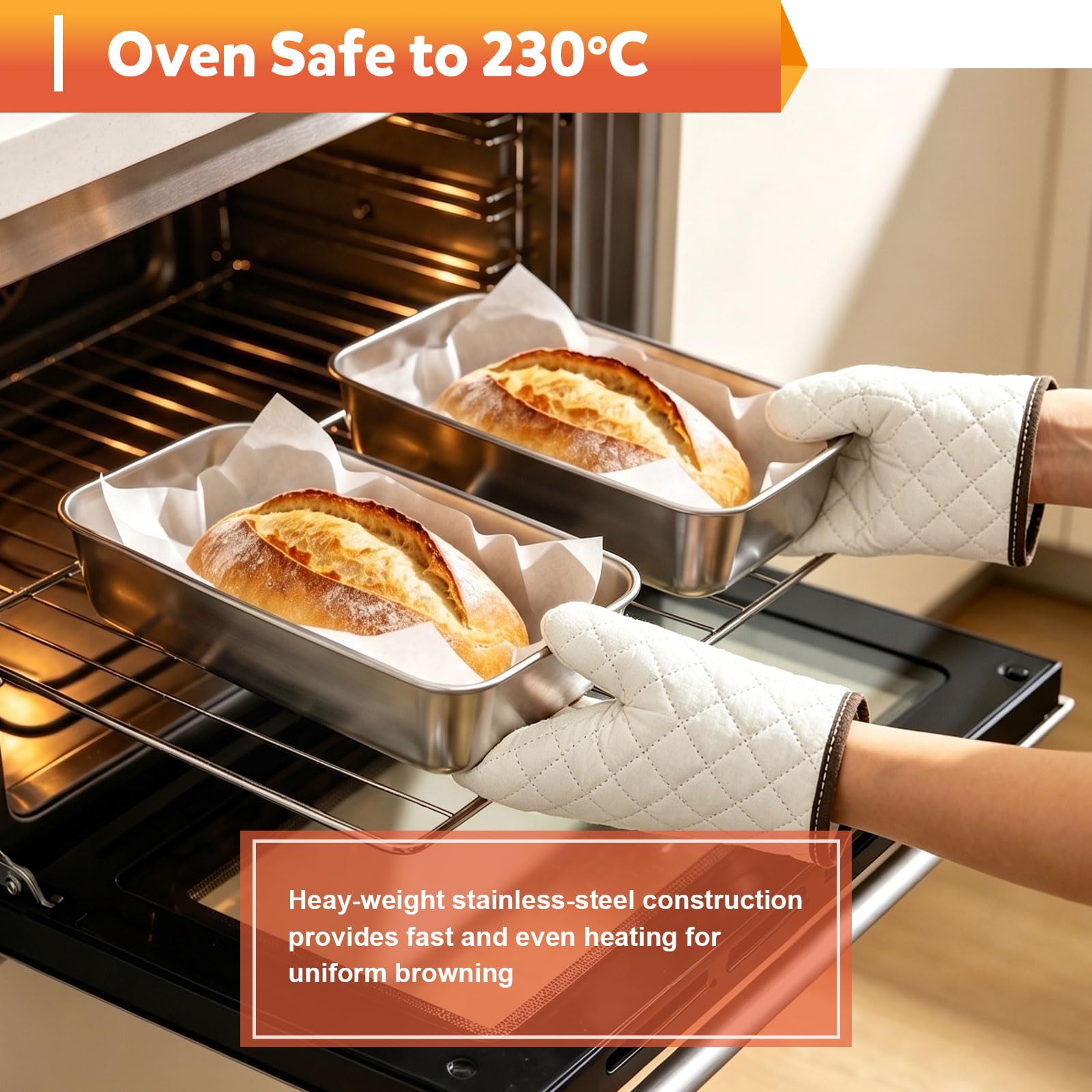 Stampi per Pane in Acciaio Inox Set di 2 Stampo Pane Cassetta da Toast 32x14x6 cm Stampo Grande in Acciaio Inox per Pane Rettangolare Teglia Torte per Dolci Lavabili