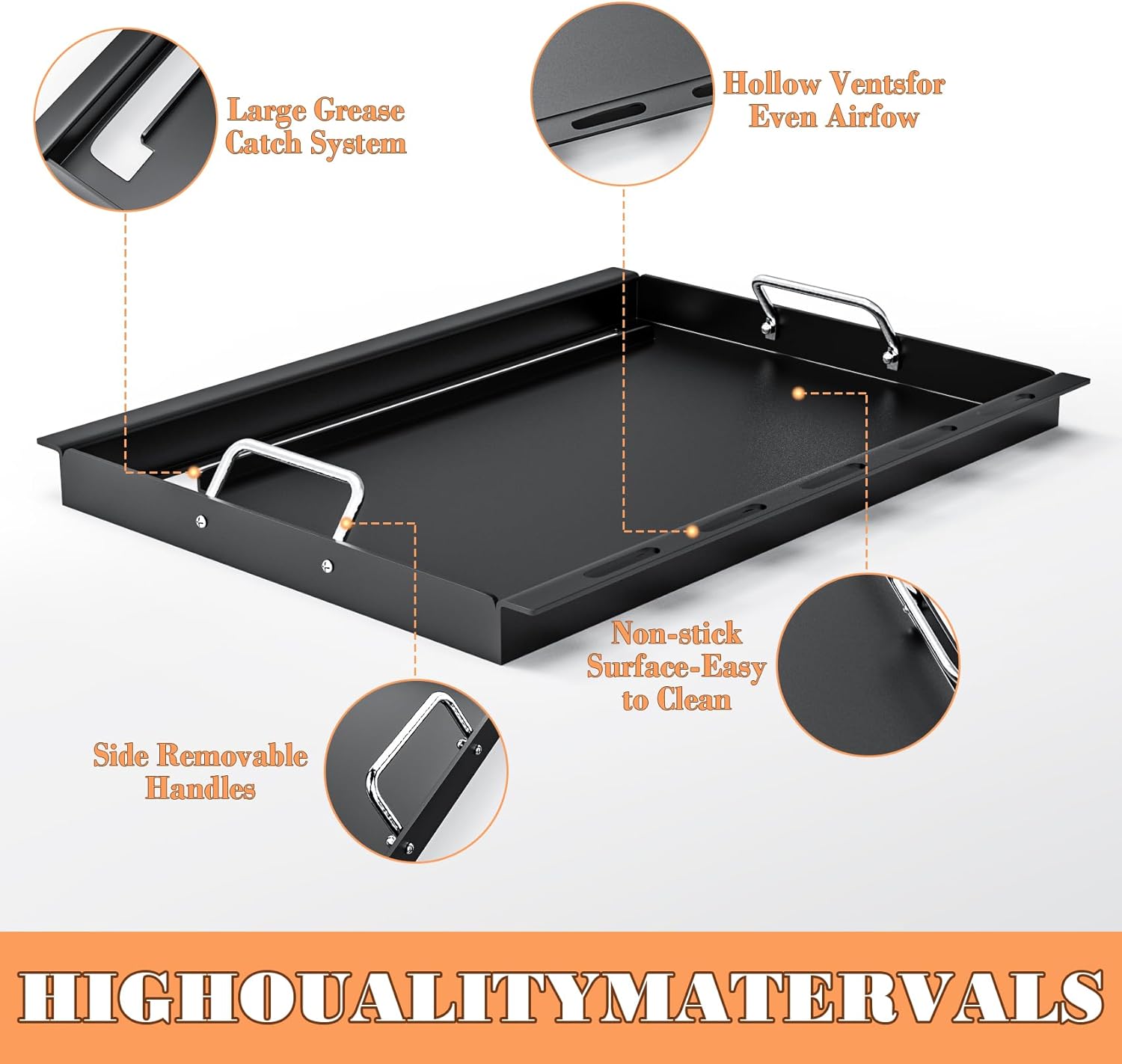 6788 Full Size Griddle Insert Replacement Part for Weber Genesis II E320 E310 EP310 EP330 E325 Gas Grill, Flat Top Grill Griddle with Handles for Genesis II 300 Series GS4, Replace for 66095 66802