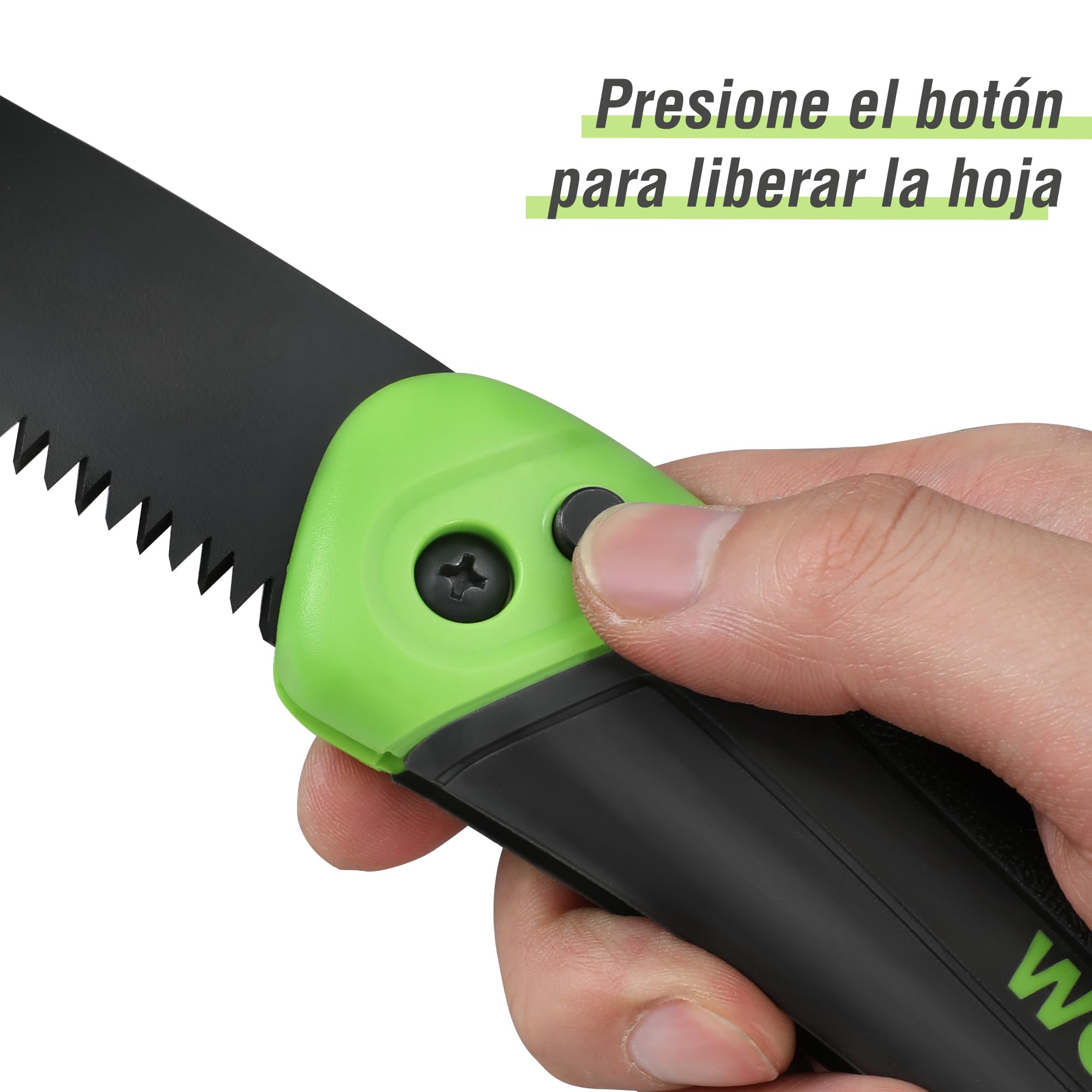 WORKPRO Sierra de Podar, Sierra Plegable, Serrucho de Poda con Bloqueo Seguro, Hoja de Sierra Bi-material D6A y M2, Sierra Plegable de Agarre Suave para Madera, Jardinería