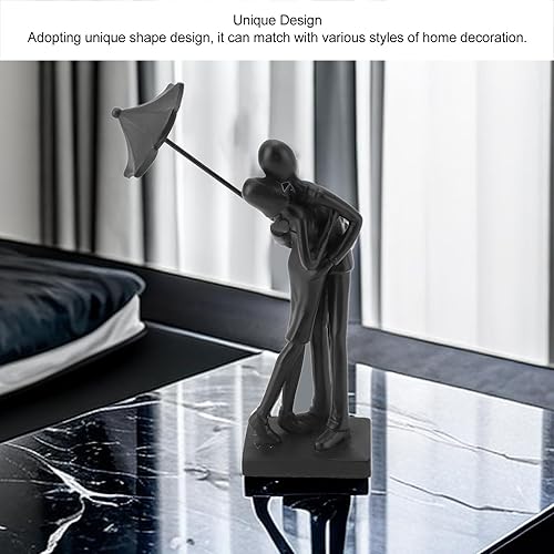 Vista 5 de PerGar Escultura de pareja amorosa bajo el paraguas, estatua de pareja de resina, figuras de escultura de hombre y mujer, figura de amantes