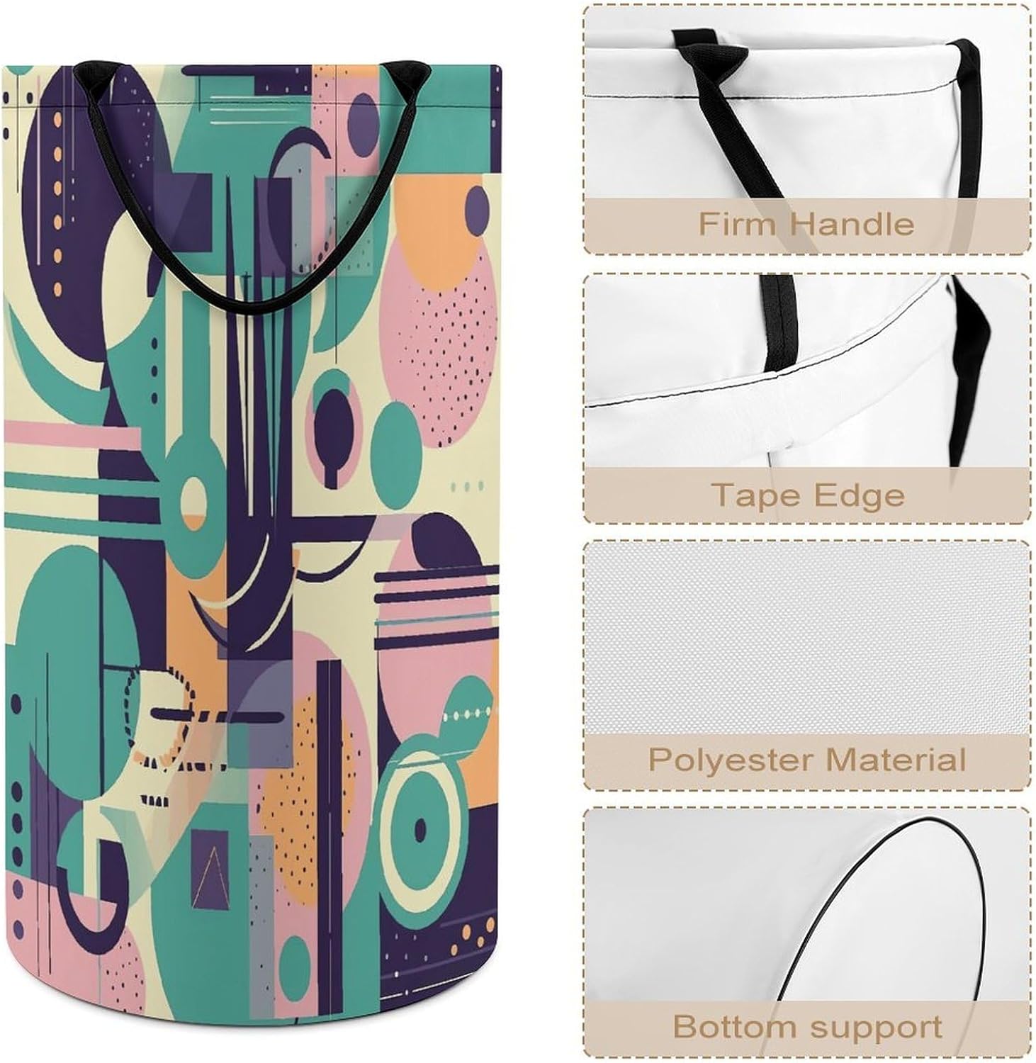 Pastel Colorful Pattern Large Capacity Laundry Baskets,Collapsible Clothes Hamper with Handles，Laundry Hampers for Bathroom,Bedroom,Towels