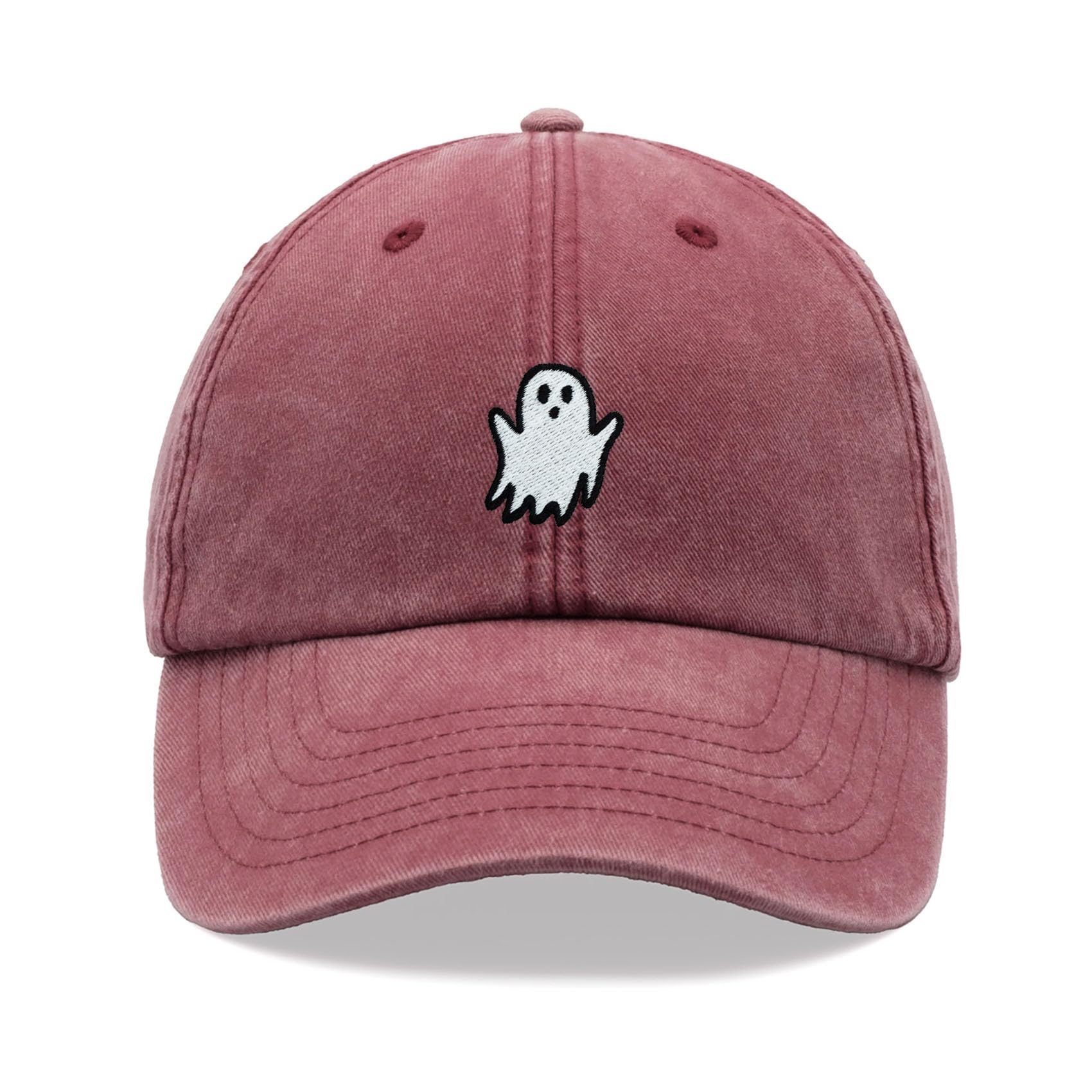 Ghost Baseball Cap Vintage Washed Unisex Dad Hat Adjustable Red