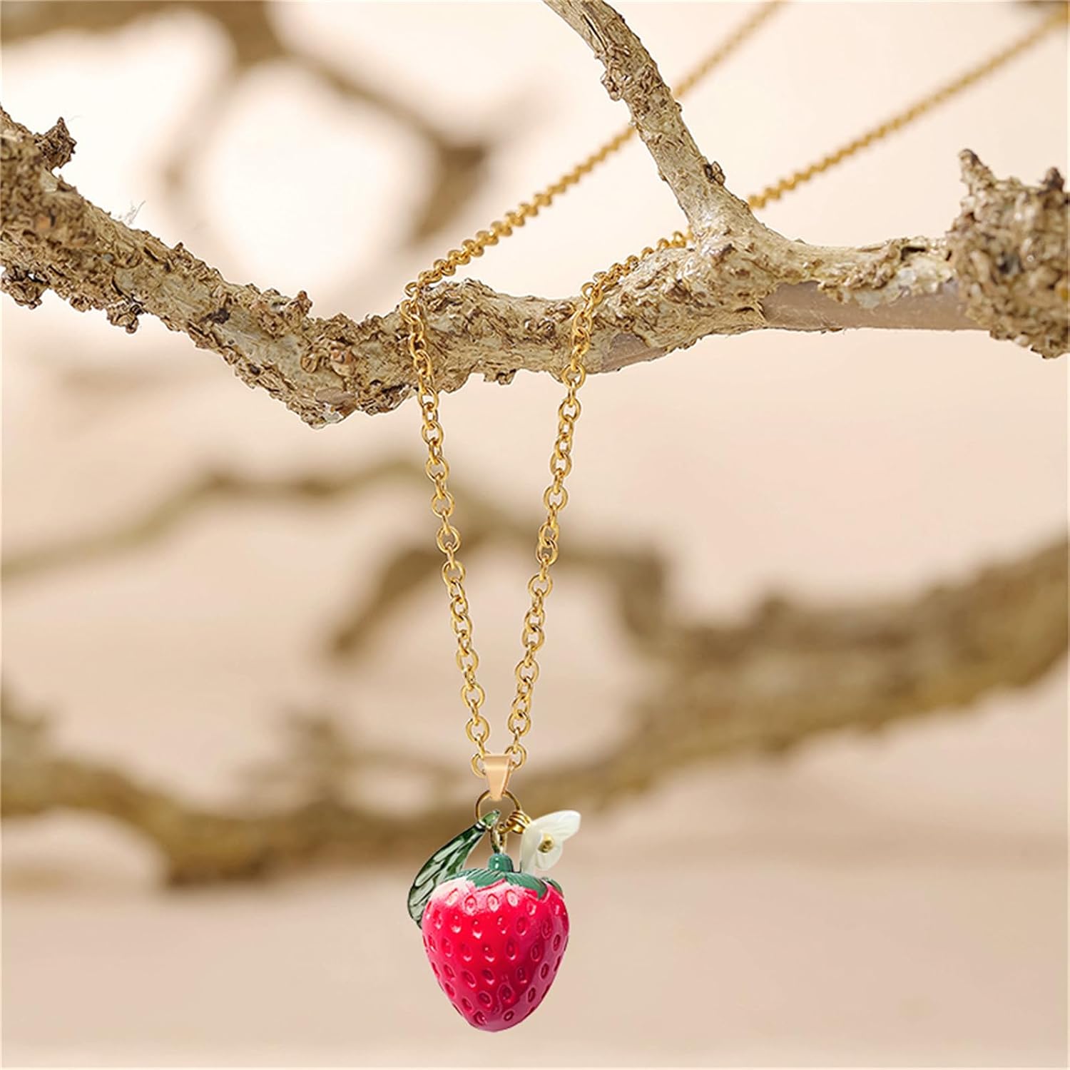 coadipress Strawberry Jewelry Set Red Strawberry Earrings Necklace Bracelet for Women Cute Lifelike Food Fruit Charm Jewelry Birthday Gifts