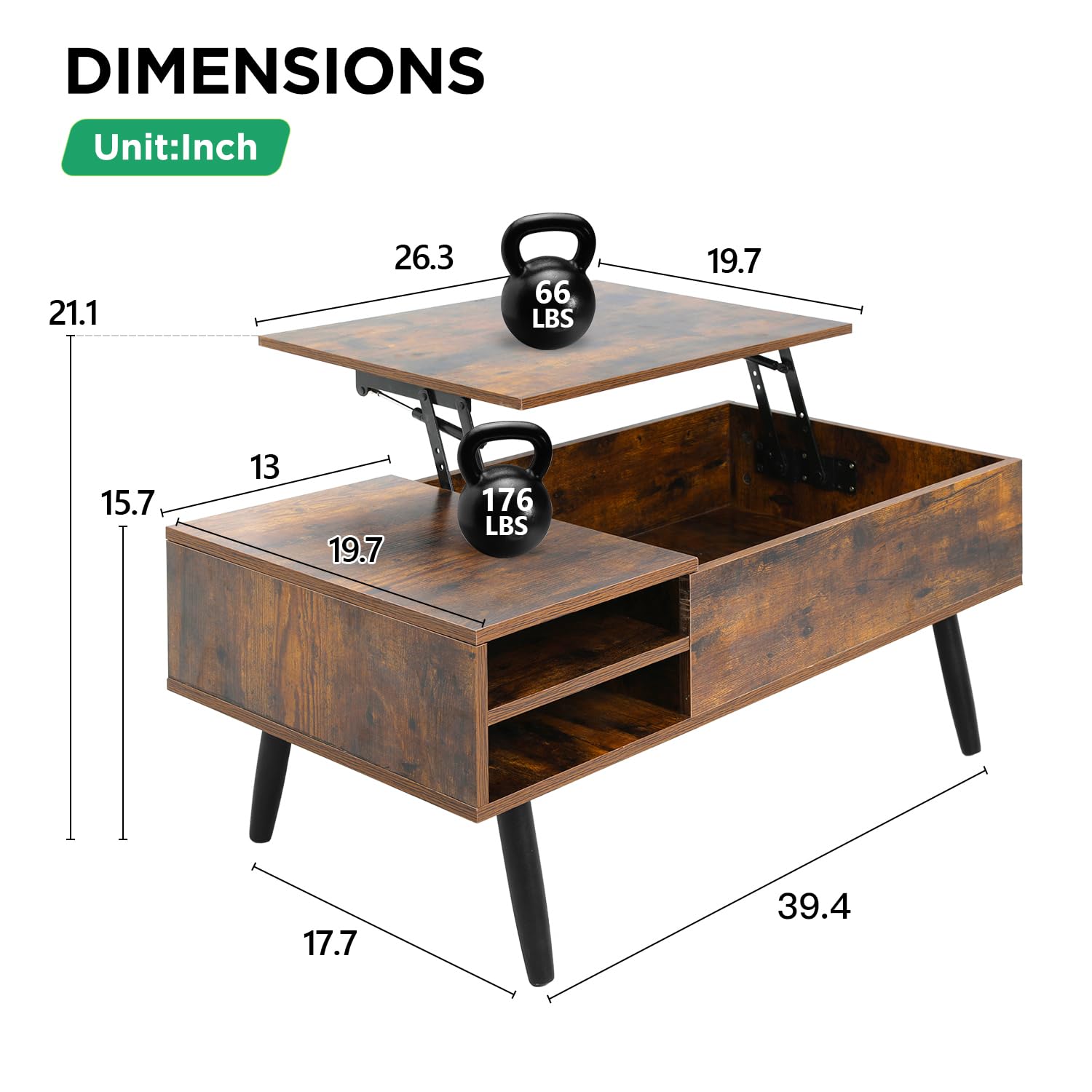 Snapklik.com : PayLessHere 39" Lift Top Coffee Table