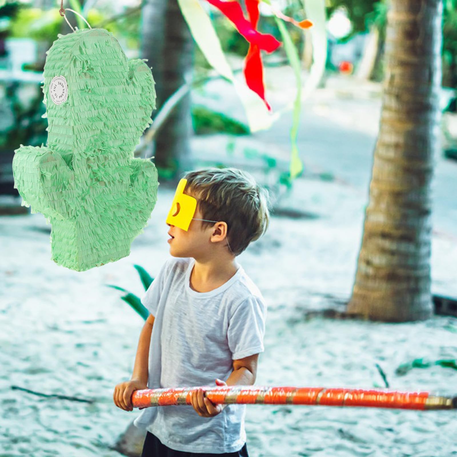 Vaguelly Piñata de Cactus para Fiesta Verano en Papel Verde con Juego Interactivo y Fácil de Colgar Adecuado para Celebración de Cumpleaños y Eventos