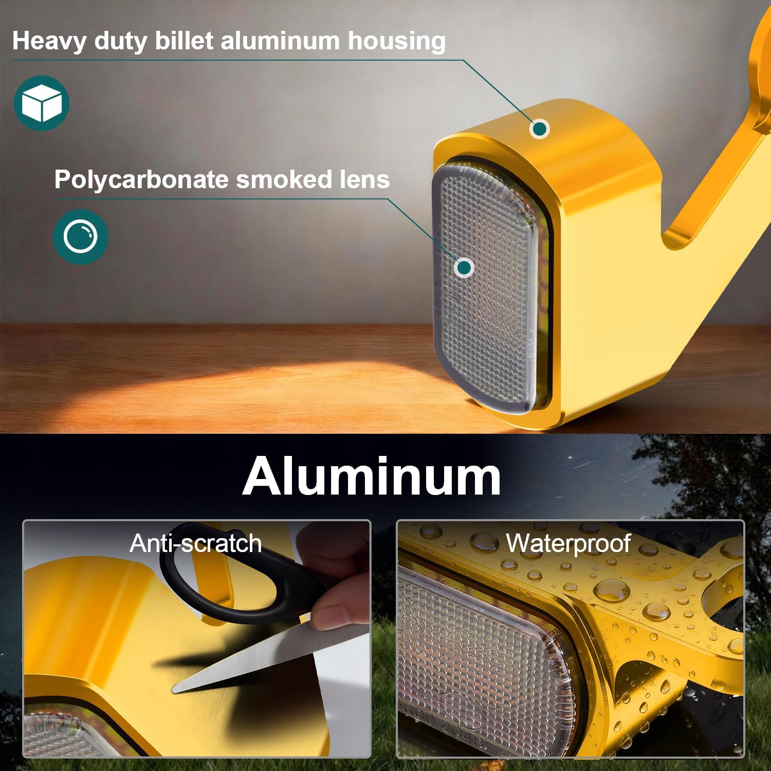 MoKitDora LED Turn Signals Front Mini Blinkers Running Light for Harley 1999-2017 Dyna Street Bob Low Rider 1996-2003 Sportster 883 1200 XL 2000-2014 Softail Fat Boy Heritage Classic, Golden Housing