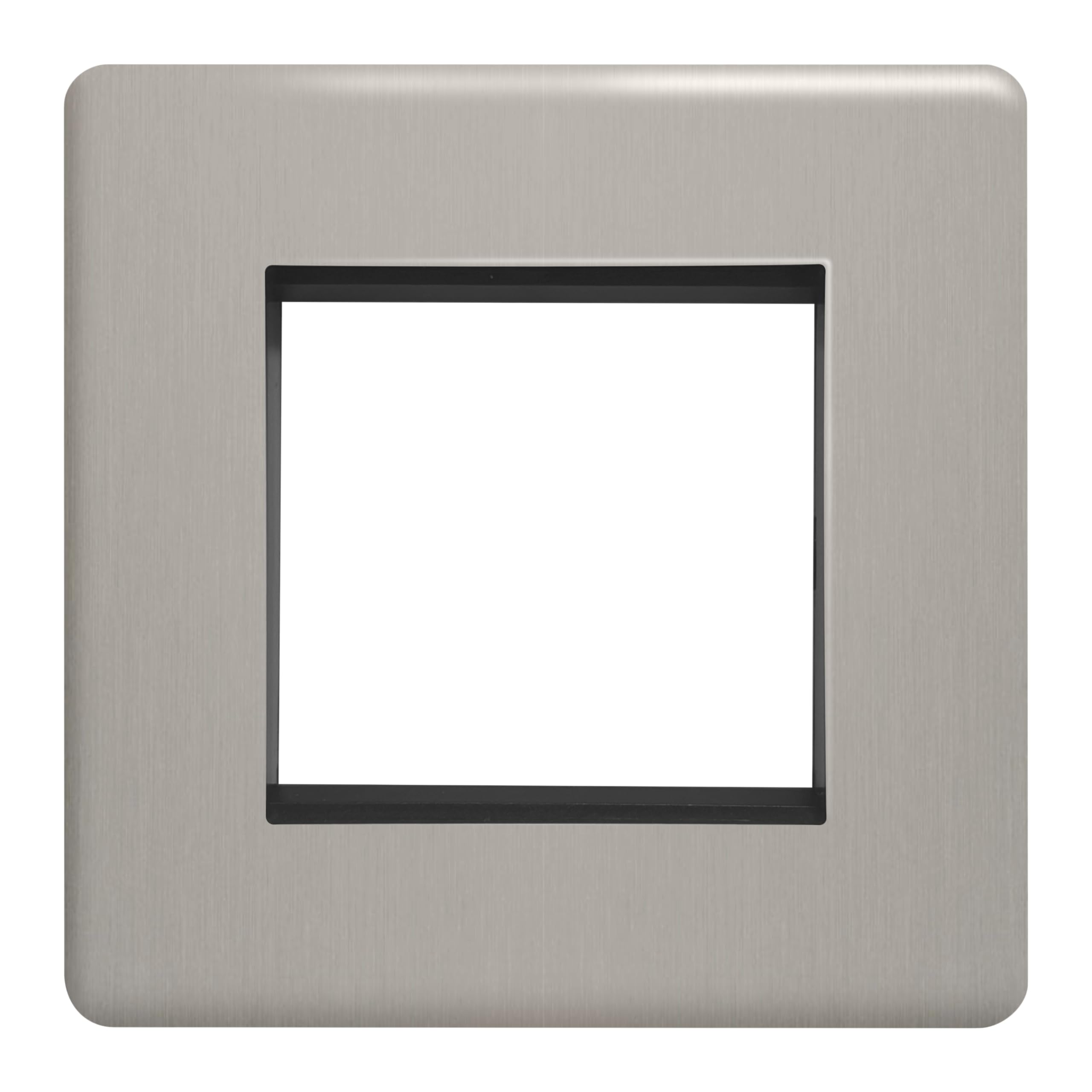 Evoges Brushed Chrome Terra Modular Faceplate – 1G / 2G / 4G – Euro Module Size 25X50mm, 50X50mm & 100X50mm – Decorative Metal Finish, Uk Wiring Accessories (2 Gang)
