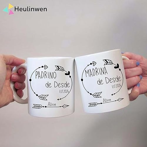 Miniatura 2 de Juego personalizado de Bautizo Recuerdos Juego De 2 Tazas 2024, Padrinos De Bautizo Propuesta Set 2 Tazas Café 11Oz, Para Niño, Niña, Propuesta de