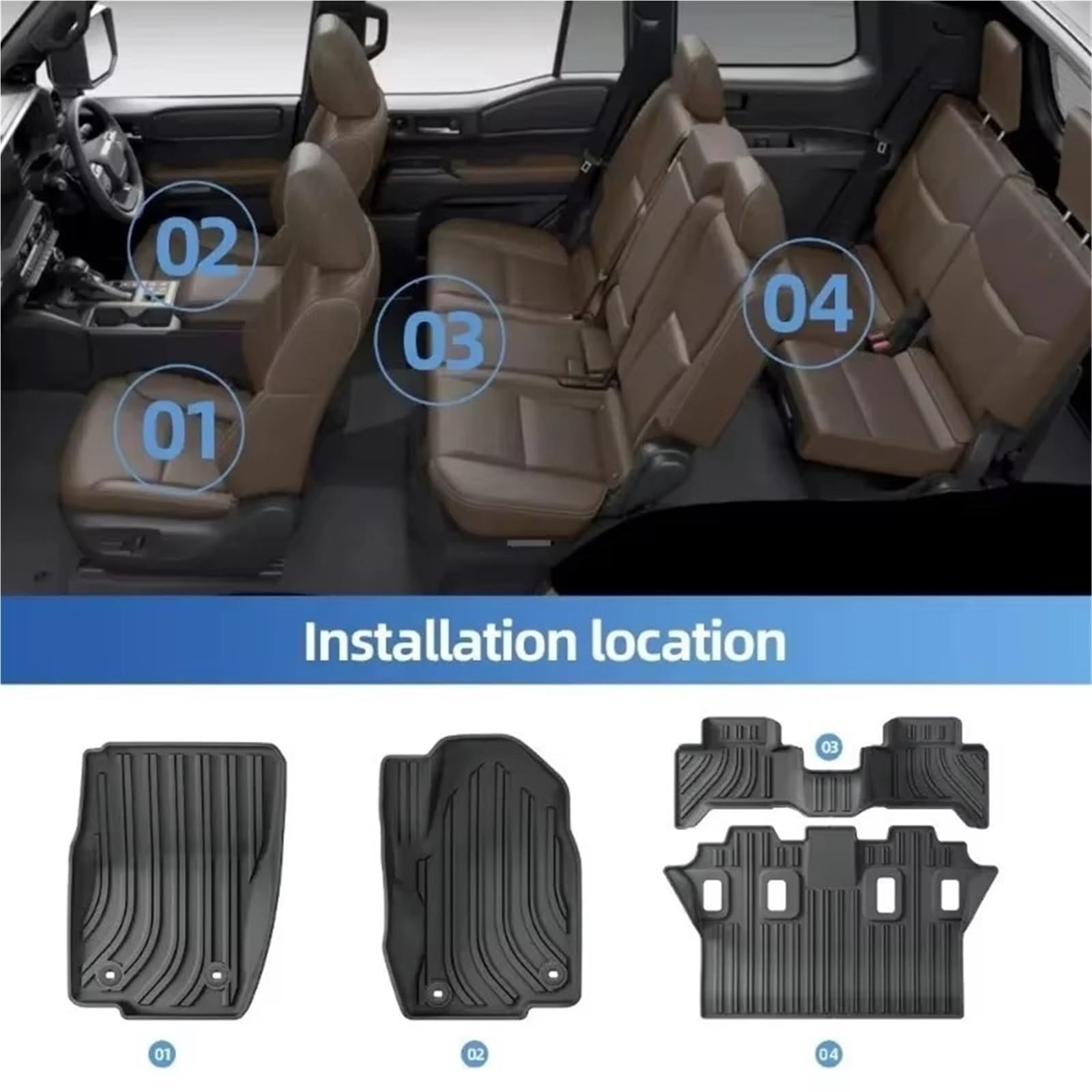 maty samochodowe Do Toyota maty podłogowej Bagażnik w kolorze czarnym | Do Toyota 2024 Do Land Cruiser Prado LC250 7-miejscowe dopasowanie paliwa Prawy ster(RHD 4PCS)