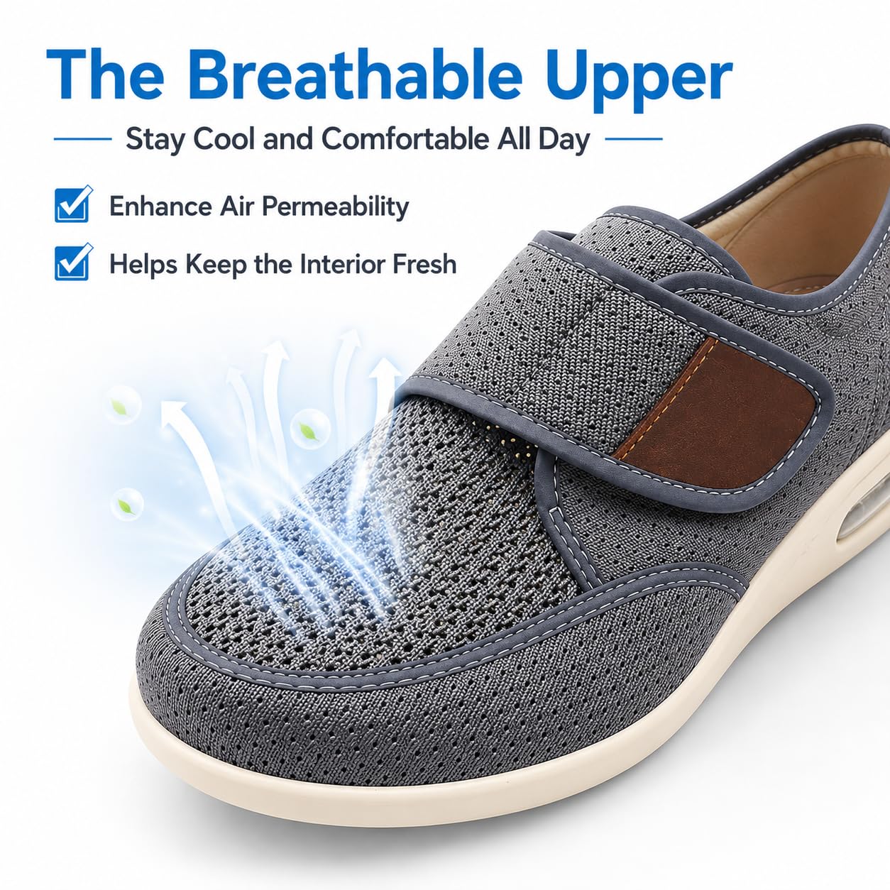 Orthoshoes Damskie buty na obrzęk siatkowe, oddychające, lekkie trampki do chodzenia, poduszka powietrzna dla cukrzyków, osób starszych, opuchniętych stóp, zapalenie powięzi podeszwy
