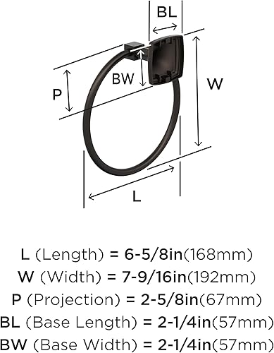 Vista 85 de Amerock Toallero negro mate – 7-9/16 pulgadas (7.559 in) de longitud – Soporte para toallas de baño y cocina Mate negro