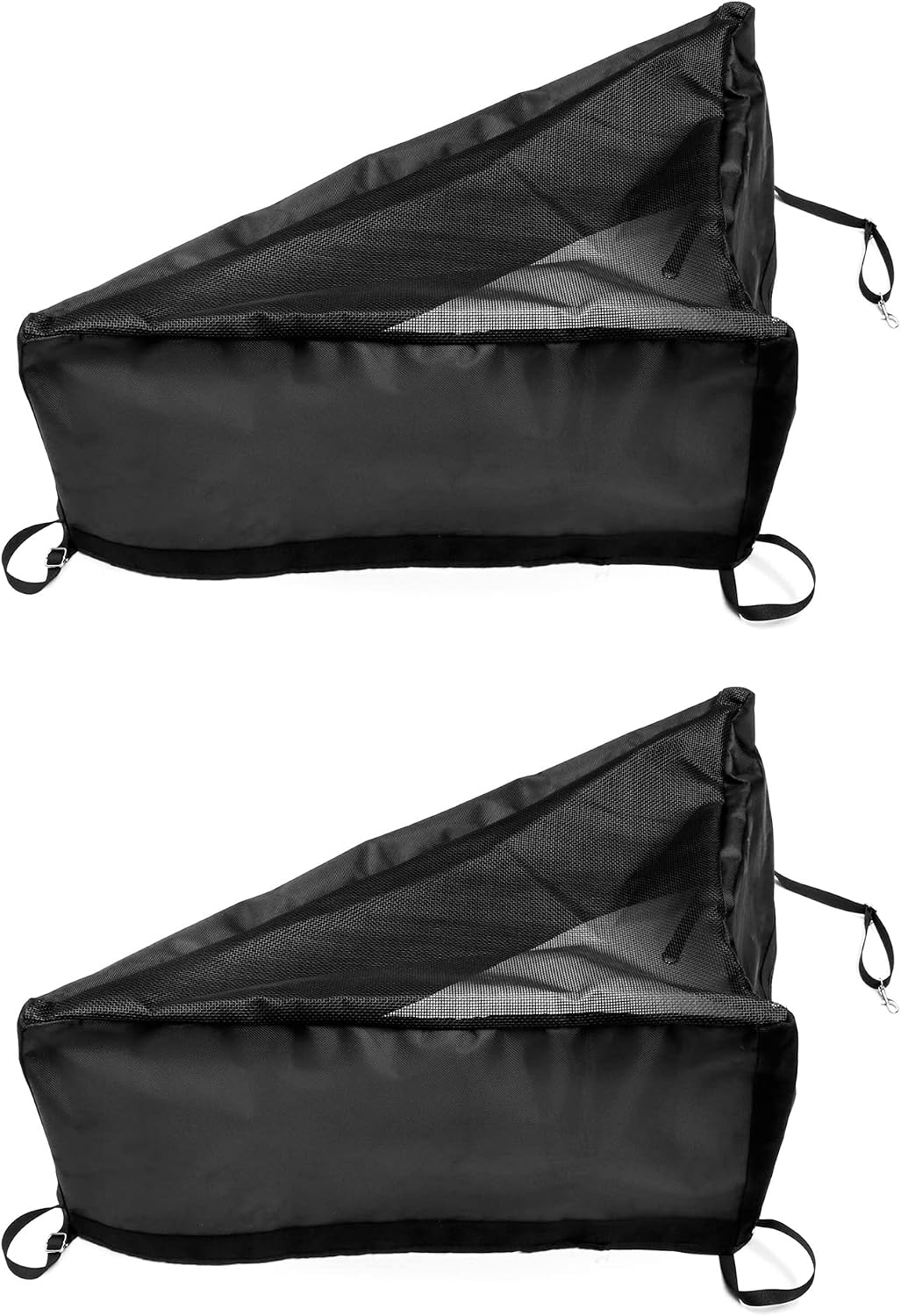 QWORK Corner Hay Feeder Bags, 2 Pack Large Capacity Hay Bag for Horse, Reduces Waste, with Mesh Bottom and Snap Closure, for Horse Trailer Stalls, Black
