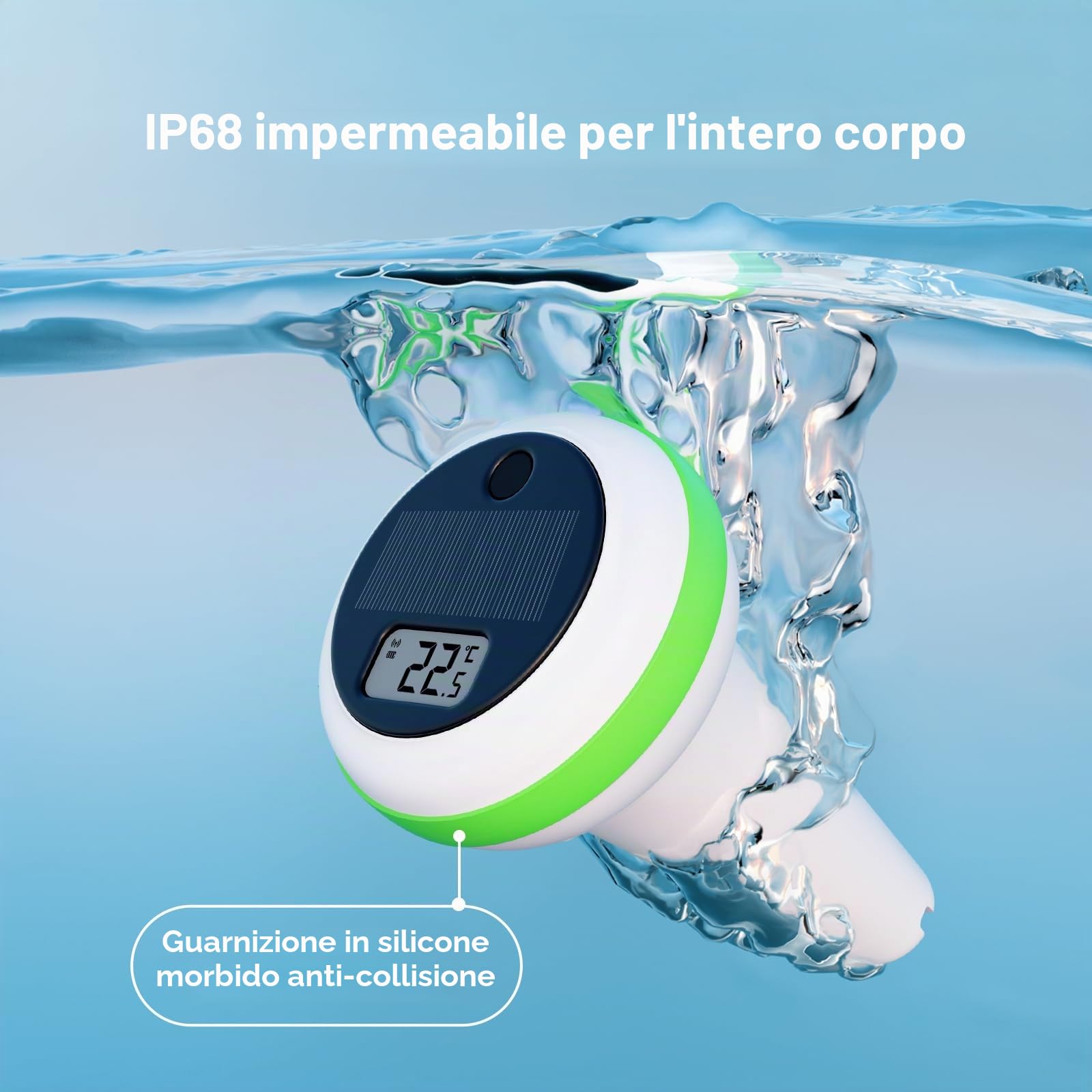 Inkbird Solar Termometro Piscina WiFi, IBS-P03R Termometro Piscina Galleggiante con Gateway IM-03-W, Impermeabile IP68, Esportazione Dati, Controllo App, Monitor Temperatura per Piscine, Spa, Stagni