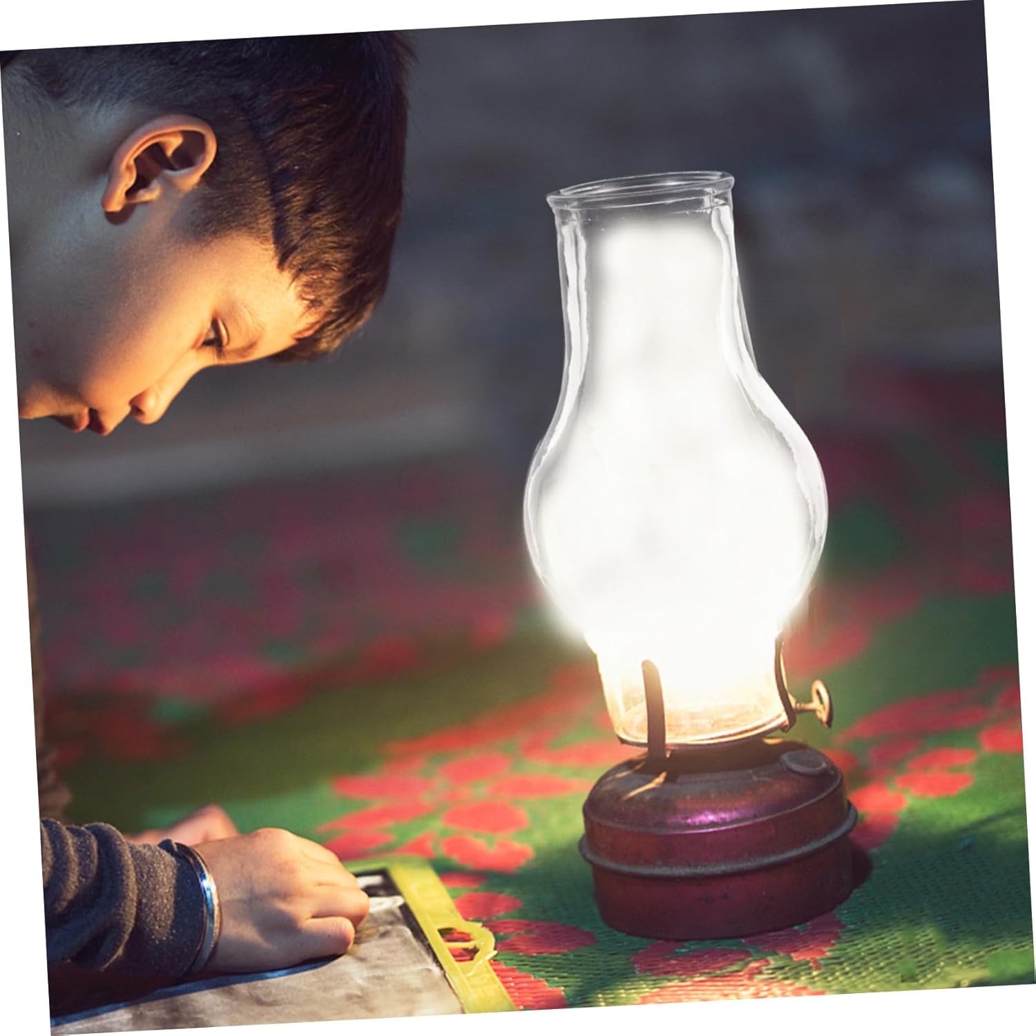 6pcs Oil Lamp Chimney Glass Shades Vintage Replacement for Kerosene Lamps Soft Light Diffuser Small Oil Covers Transparent Globes