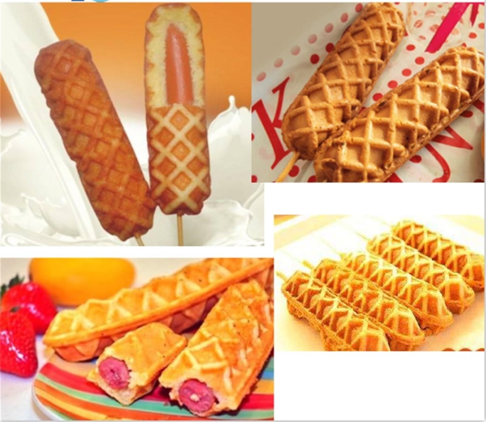Frytkownice, Komercyjna elektryczna maszyna do gofrów waflowych chrupiąca kukurydziana gofrownica hot dogów nieprzywierająca francuska kiełbasek Muffin