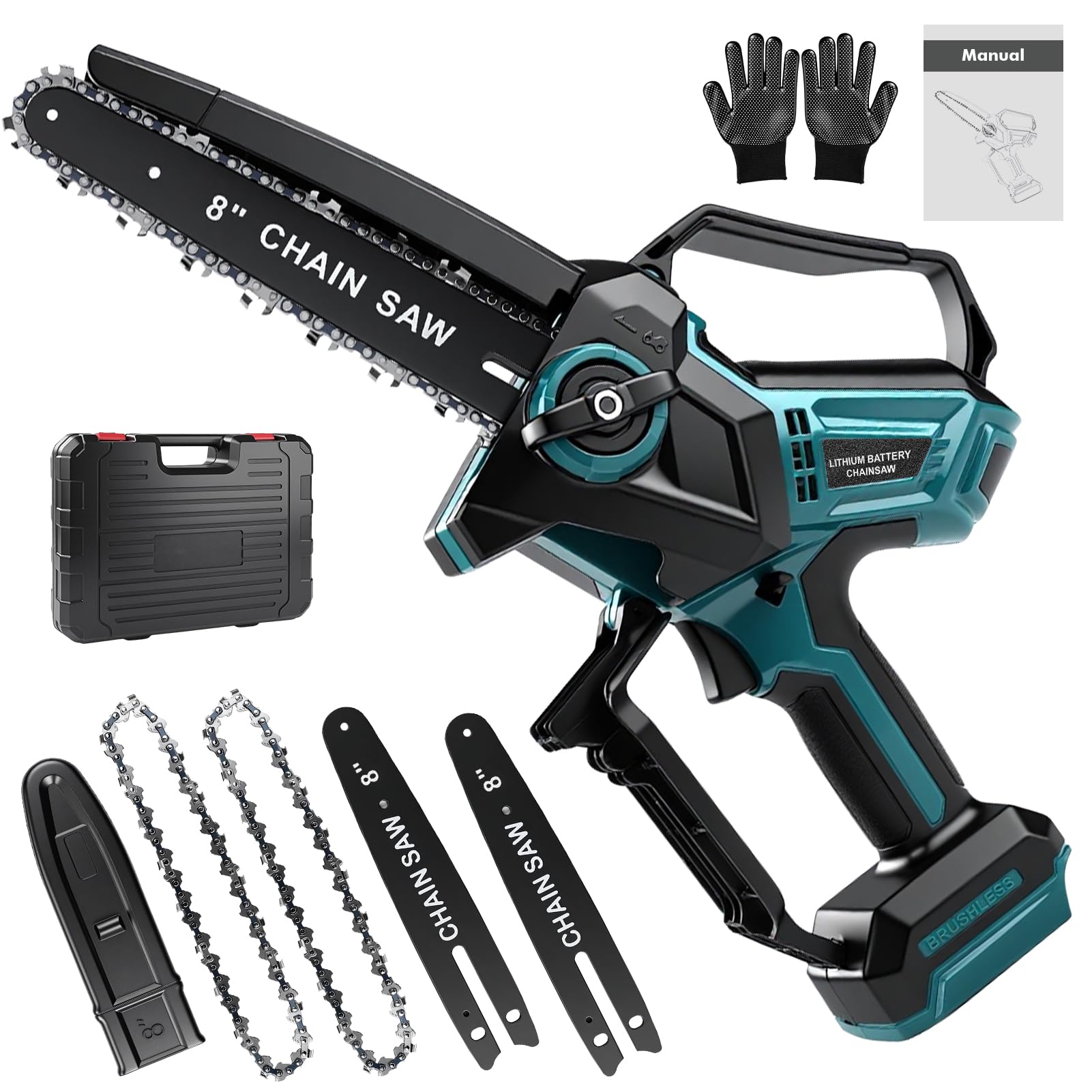 Mini akumulatorowa piła łańcuchowa do Makita 18 V 8 cali, 600 W, elektryczna piła łańcuchowa do przycinania drzew z automatycznym smarownicą do przycinania i ogrodnictwa (bateria nie wchodzi w