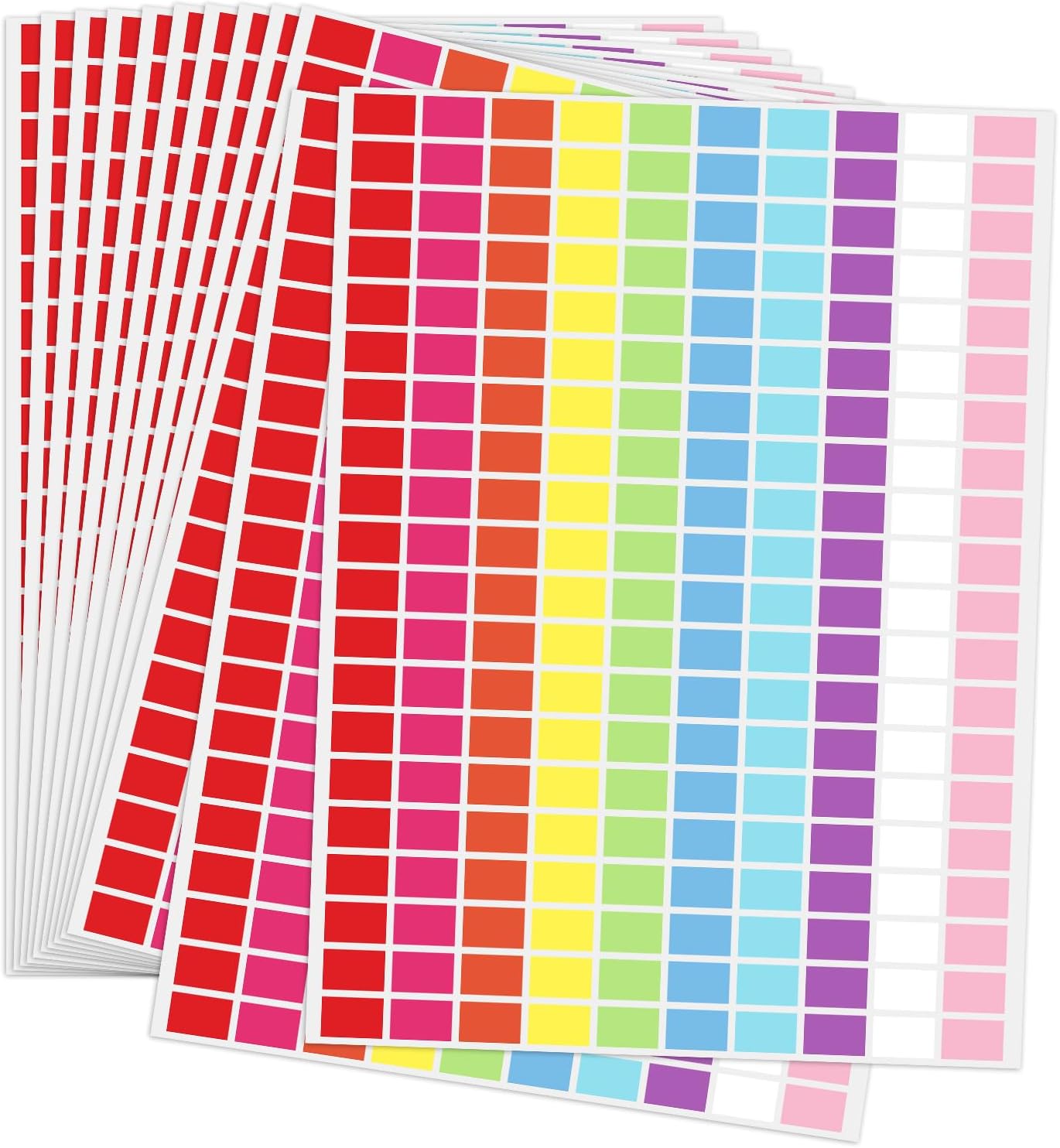 2600 PCS Color Coding Labels,1/2" x 3/4" Rectangular Bright Colored Labels Stickers,10 Color Removable Price Tags,Garage Sale Price Stickers for File Folder Tabs Labeling Marking Office Classroom