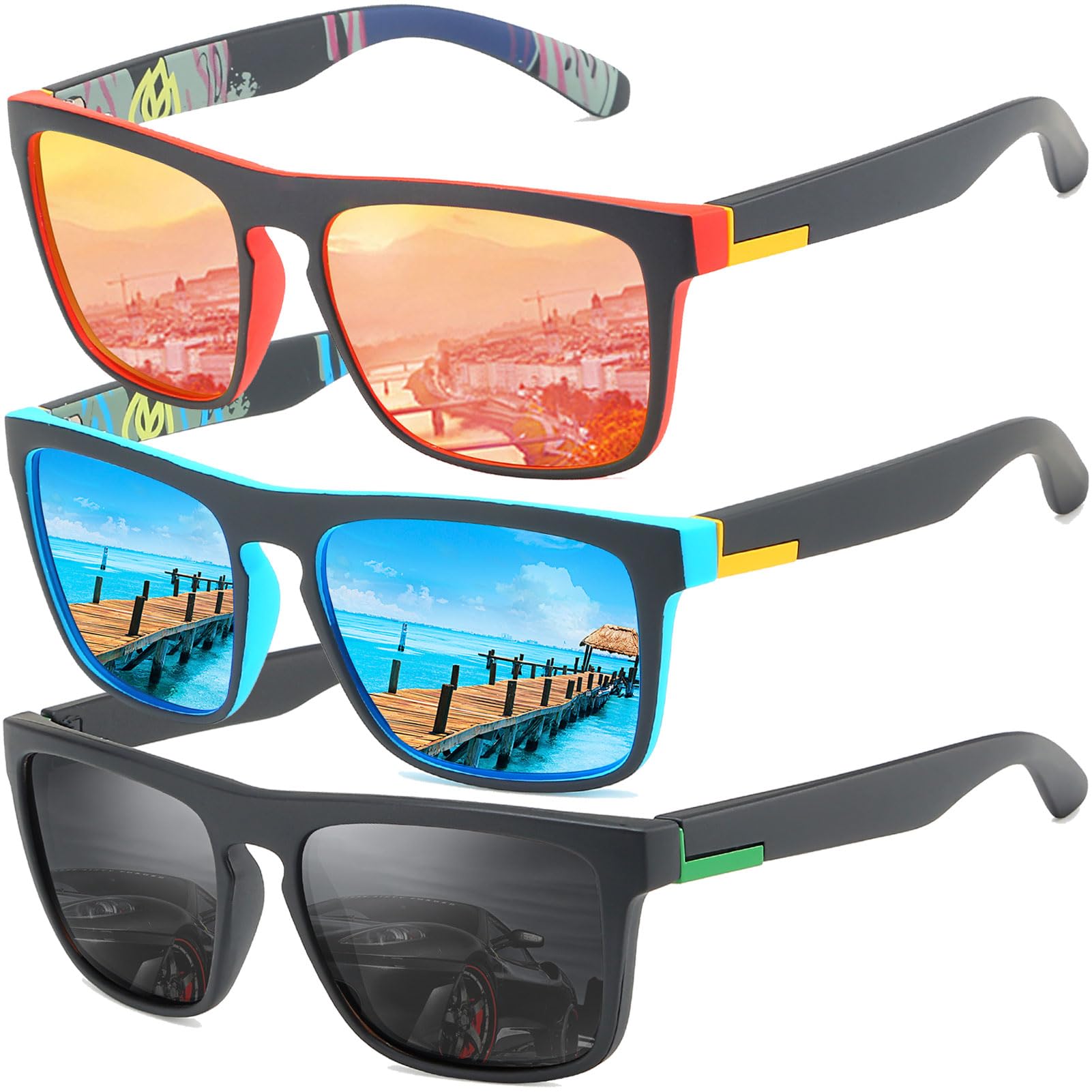 LEDING&BEST Occhiali da sole polarizzati per uomo donna/Pesca Golf Bicicletta Guida Pesca arrampicata Sport all'aperto occhiali da sole