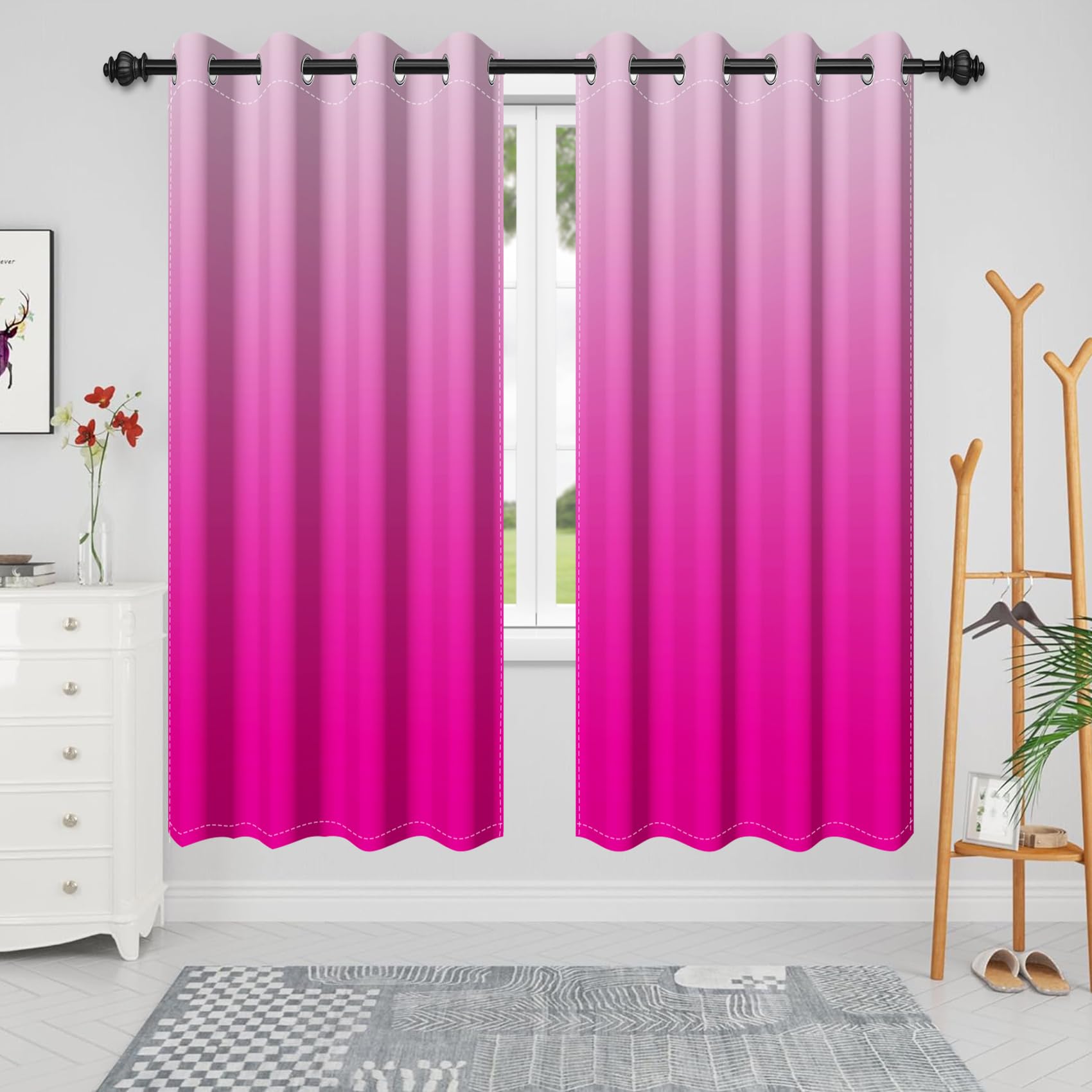 Rideaux occultants dégradés rose 106x160 cm Renaiss lot de 2 pour salon