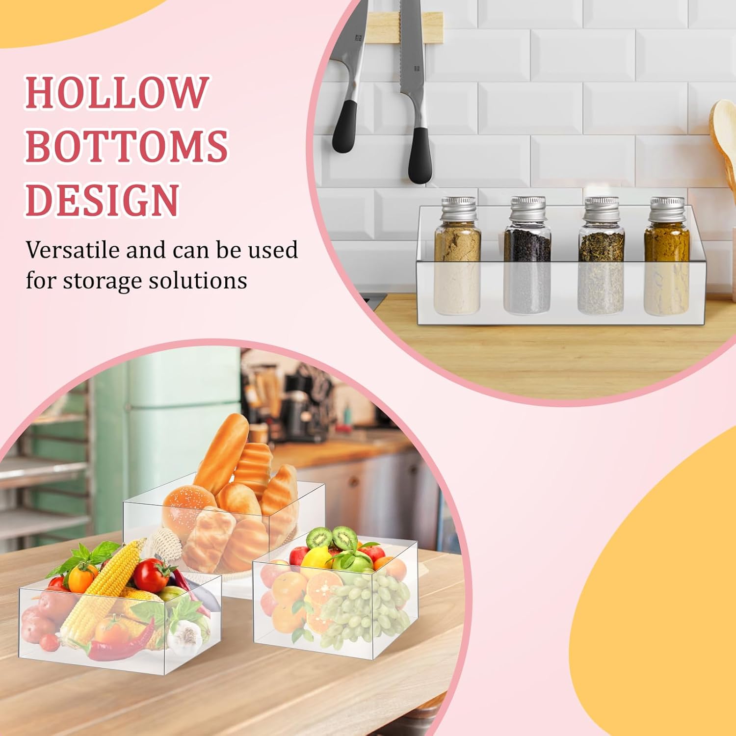 Buffet Risers, 6Pcs Risers Display Stand for Buffet Table Display Acrylic Dessert Risers Box, Acrylic Cube Display Stands for Party, Wedding and Event Decor, Clear, Large Sizes: 6''7''8" 9" 10" 11''