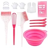 19PCS Hair Bleach Dye Kit with Hair Dye Brush and Bowl Whisk Hair Clips Protective Gear Set, Ideal for Hair Bleaching Coloring Highlighting, Essential Salon Supplies for Home Use (Pink)