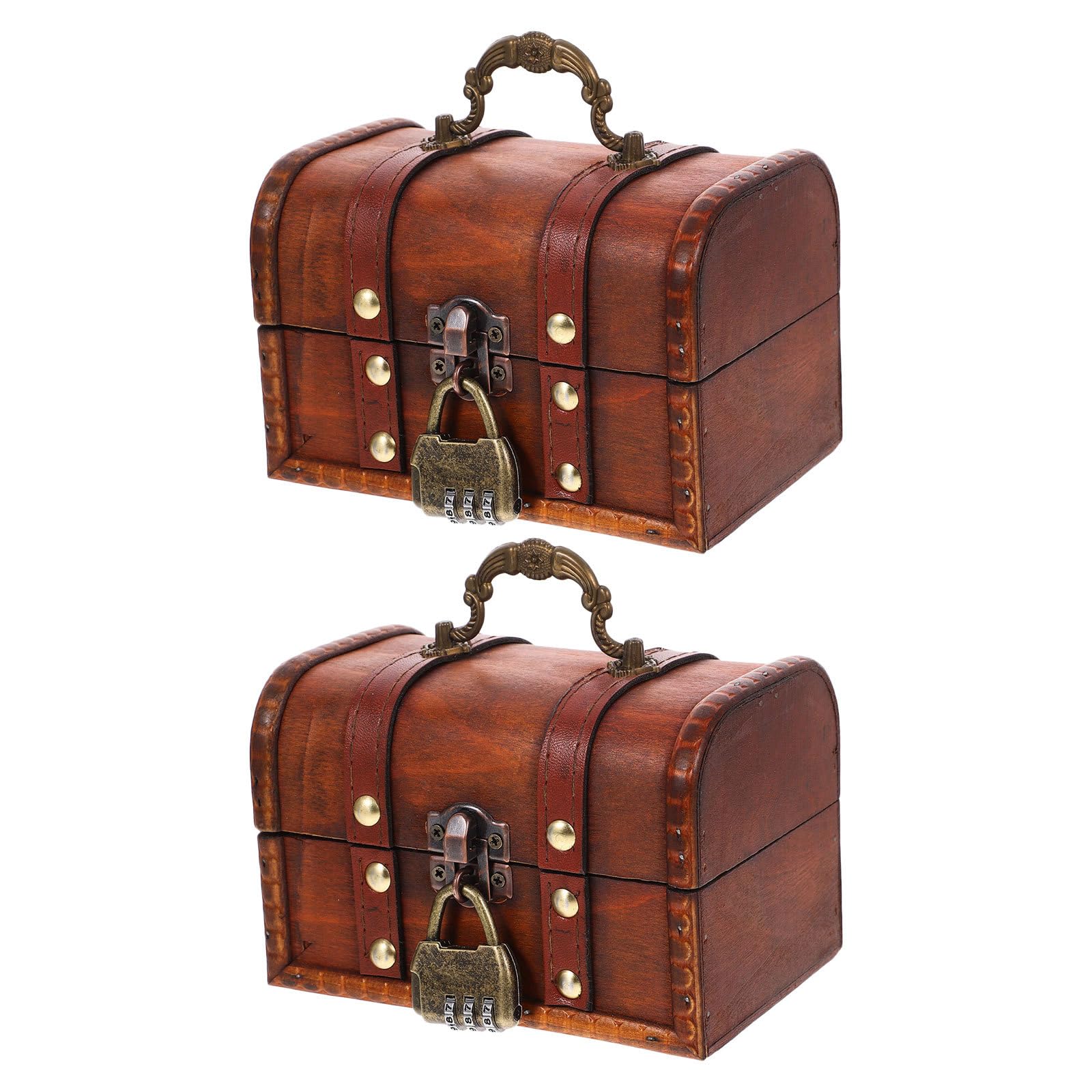 Cofre de madera vintage con cerradura para guardar joyas y baratijas