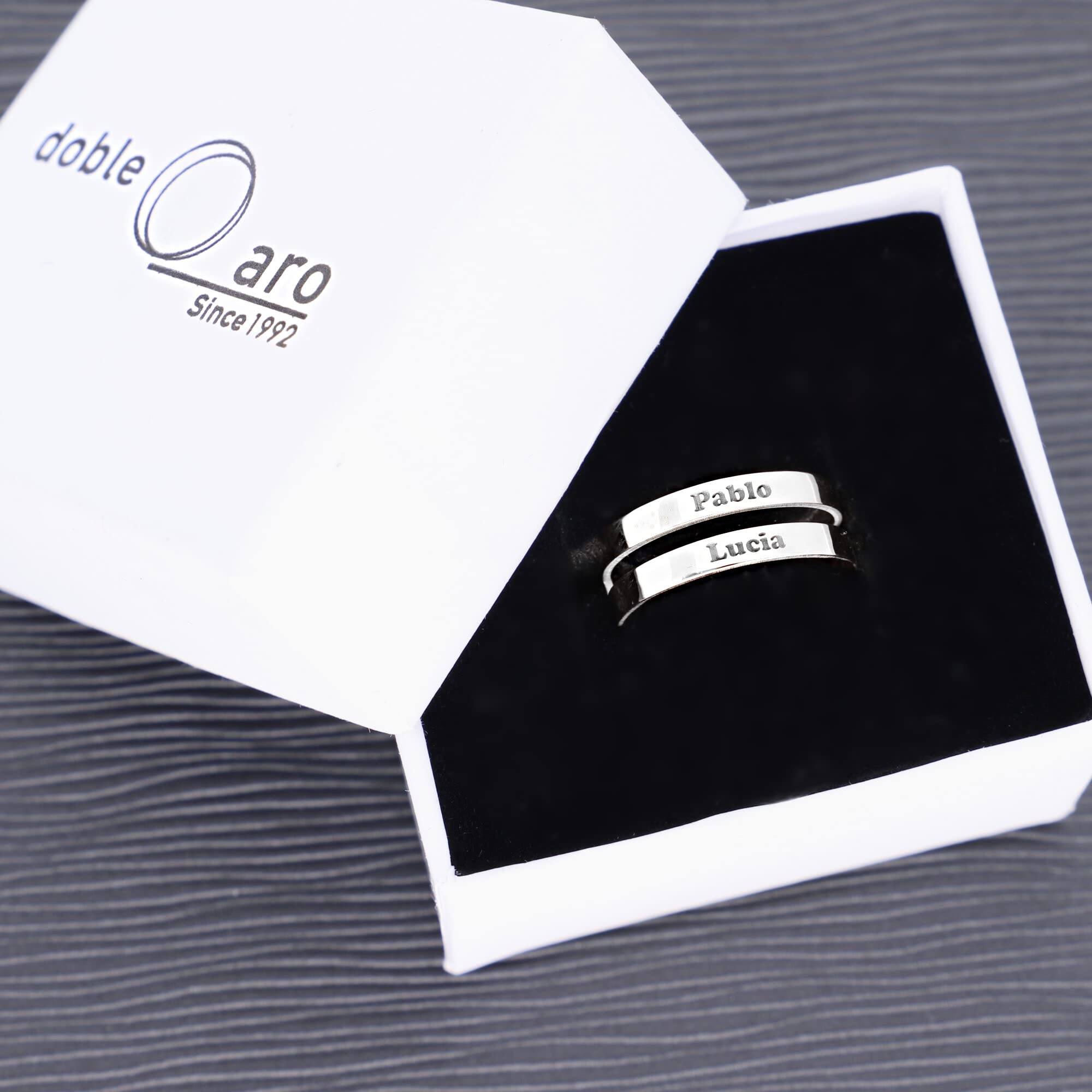 Anillo Datos de Nacimiento Personalizado para Mujer - Grábalo con los datos de tu Bebé - Plata de Ley 925/1000 Adaptable