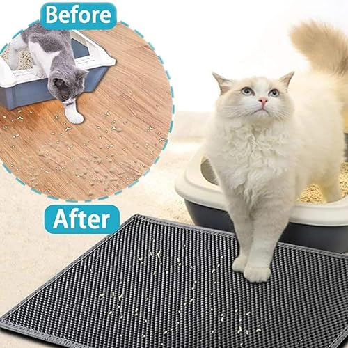 Miniatura 7 de Tapete de arena para gatos, 24 x 35 pulgadas26 x 46 pulgadas, doble capa, impermeable, para caja de arena, impermeable, a prueba de fugas,