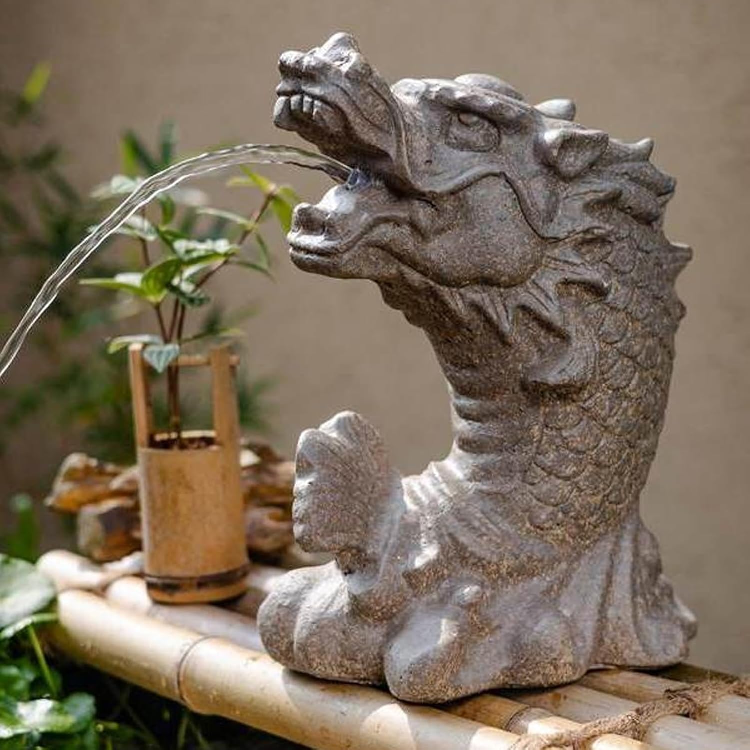 Garden Decor Koi Pond Spitter, Fish Tank Automatic Circulation Water Landscaping Ornaments, Waterscape Sculpture, Outdoor Decoration