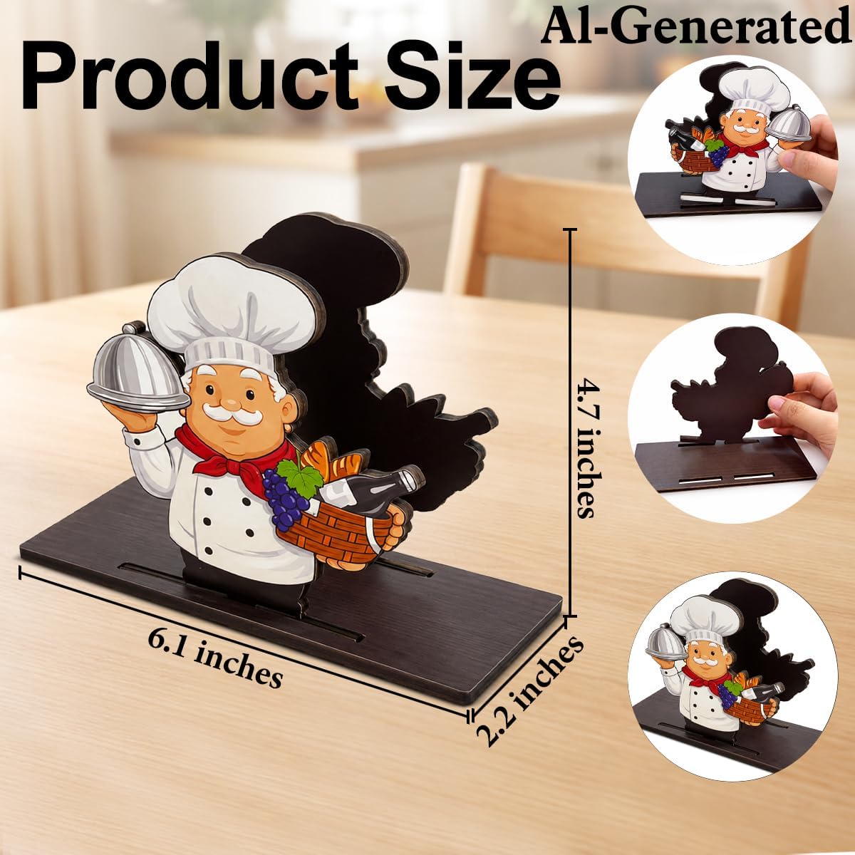 Funny Chef Wooden Napkin Holder for Table Cute Chef Shaped Wood Napkin Dispenser for Home Kitchen Dining Room Decor Napkins Tissue Holder