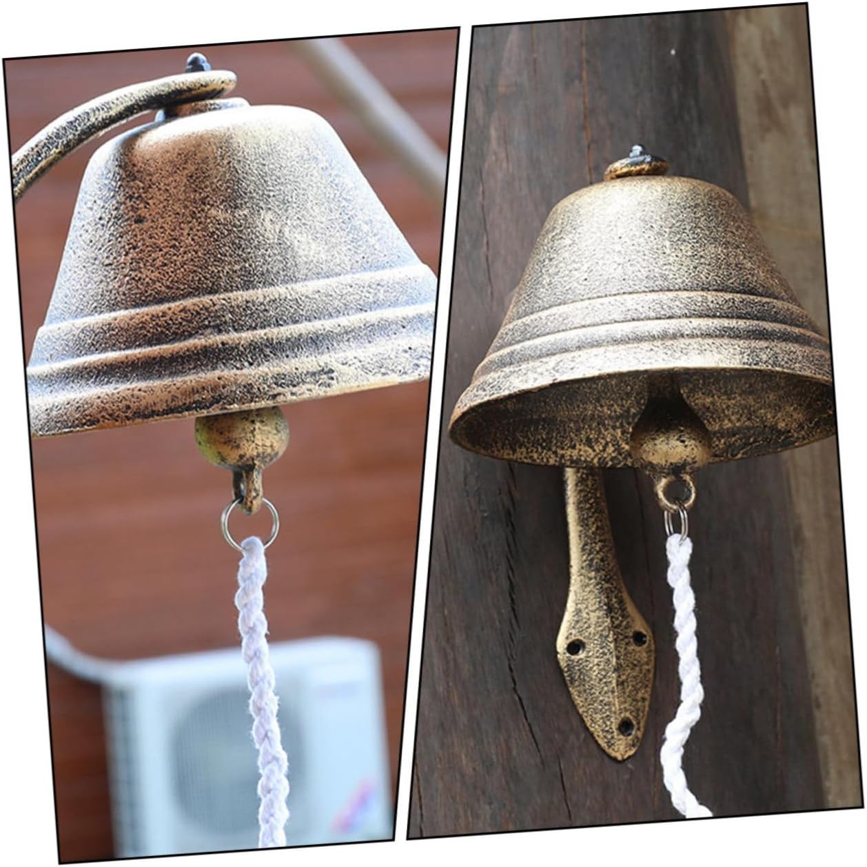 Homoyoyo Cast Iron Doorbell Large Antique Style European Rustic Wall Bell Decorative Hanging Ornament for Courtyard and Home Welcome Decor