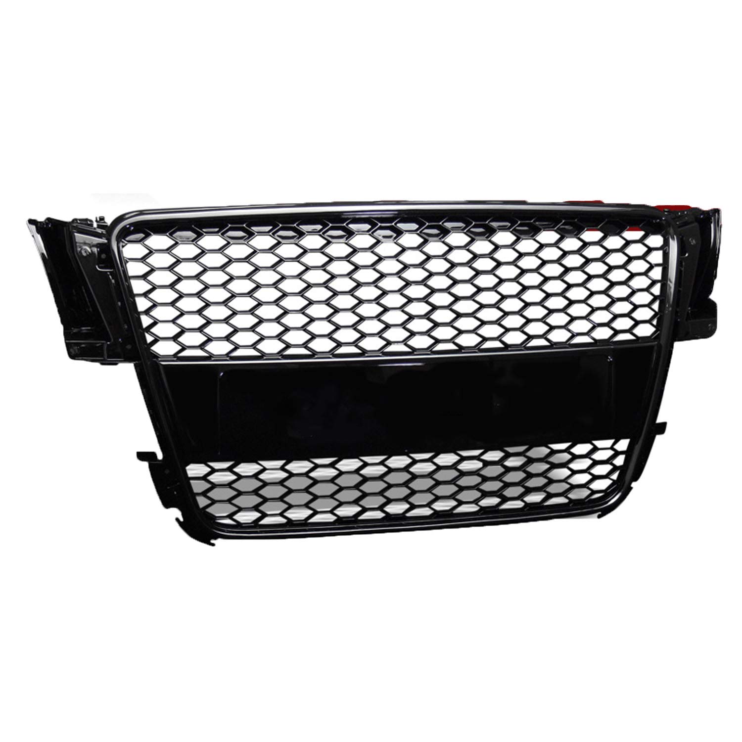R&L RacingFront Grill Compatible with 08-10 A5 8T | Black R Sport Honeycomb Mesh Bumper Grille with Emblem Base ABS