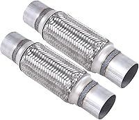 Vista 17 de 2 piezas de tubo flexible de escape de acero inoxidable doble trenzado 1.75" x 4" con extremos de 4" de largo