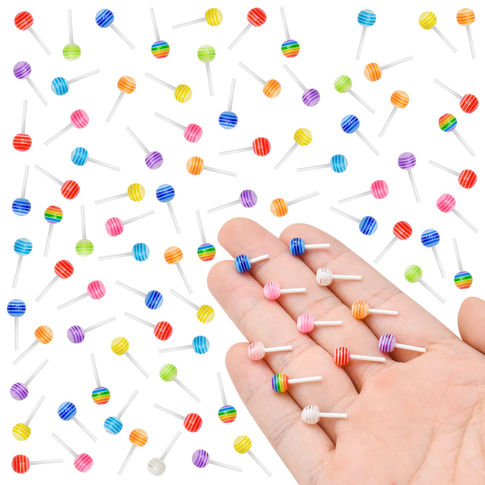 WOZADU 200 PCS Mini Resin Lollipop Figurines for Crafts Luminous Tiny Resin Animal Miniature Things for Dollhouse Fairy Garden Micro Landscaping