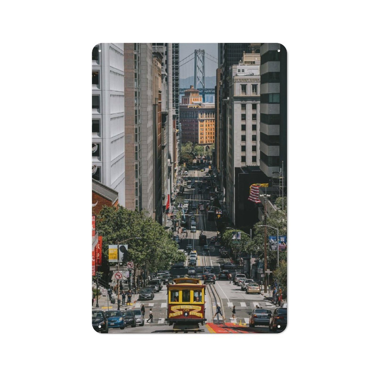 Junmoney San Francisco Cityscape Vintage Printed Metal Sign 30X20cm For Workshop Wall, A Decorative Gift For A Newly Furnished Workshop