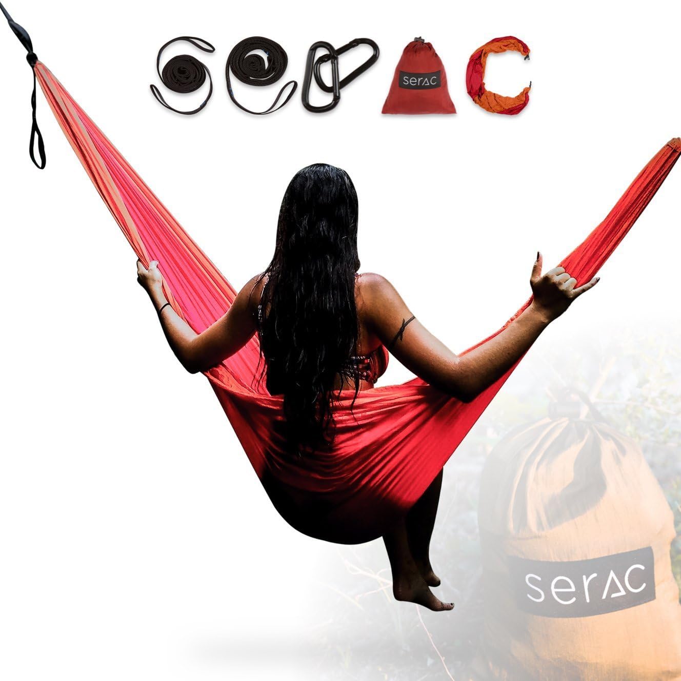 Serac [Durable Hammock & Strap Bundle] Classic Portable Single Camping Hammock with Suspension System - Perfect for The Backpack, Travel and Camping