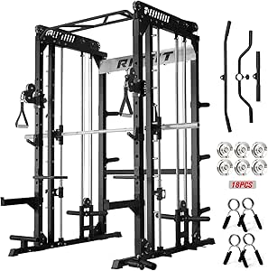 RitFit M1 Pro Smith Machine with Cable Crossover System, Multi-Function Squat Rack Power Cage for Home Gym