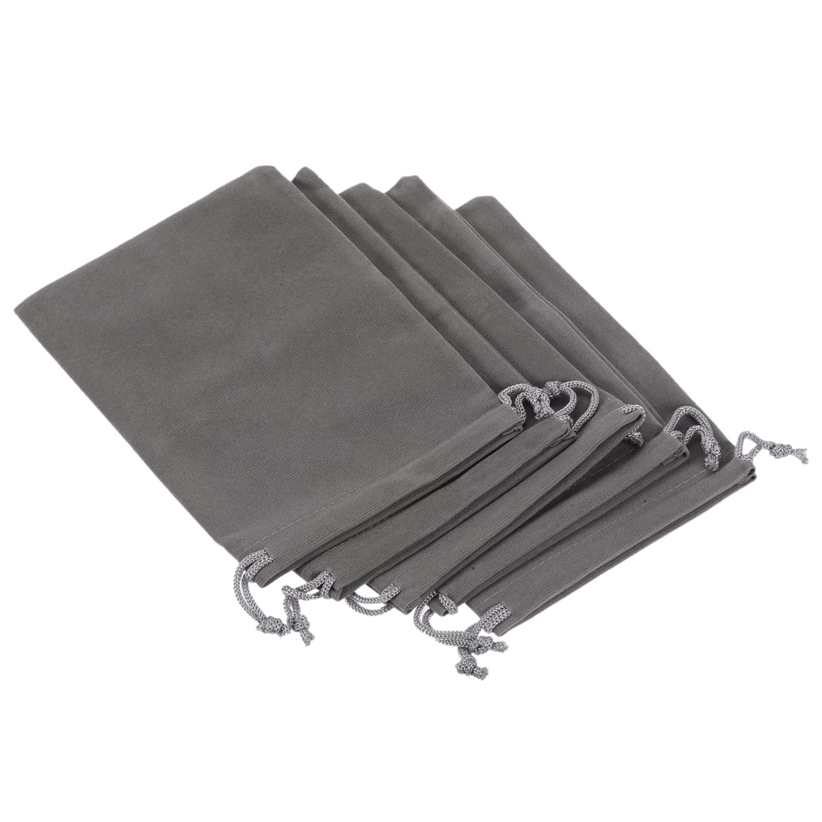 PATIKIL 18x12cm Microfiber Pouch, 5Pcs Soft Storage Drawstring Gift Bag for Glasses Wedding, Gray