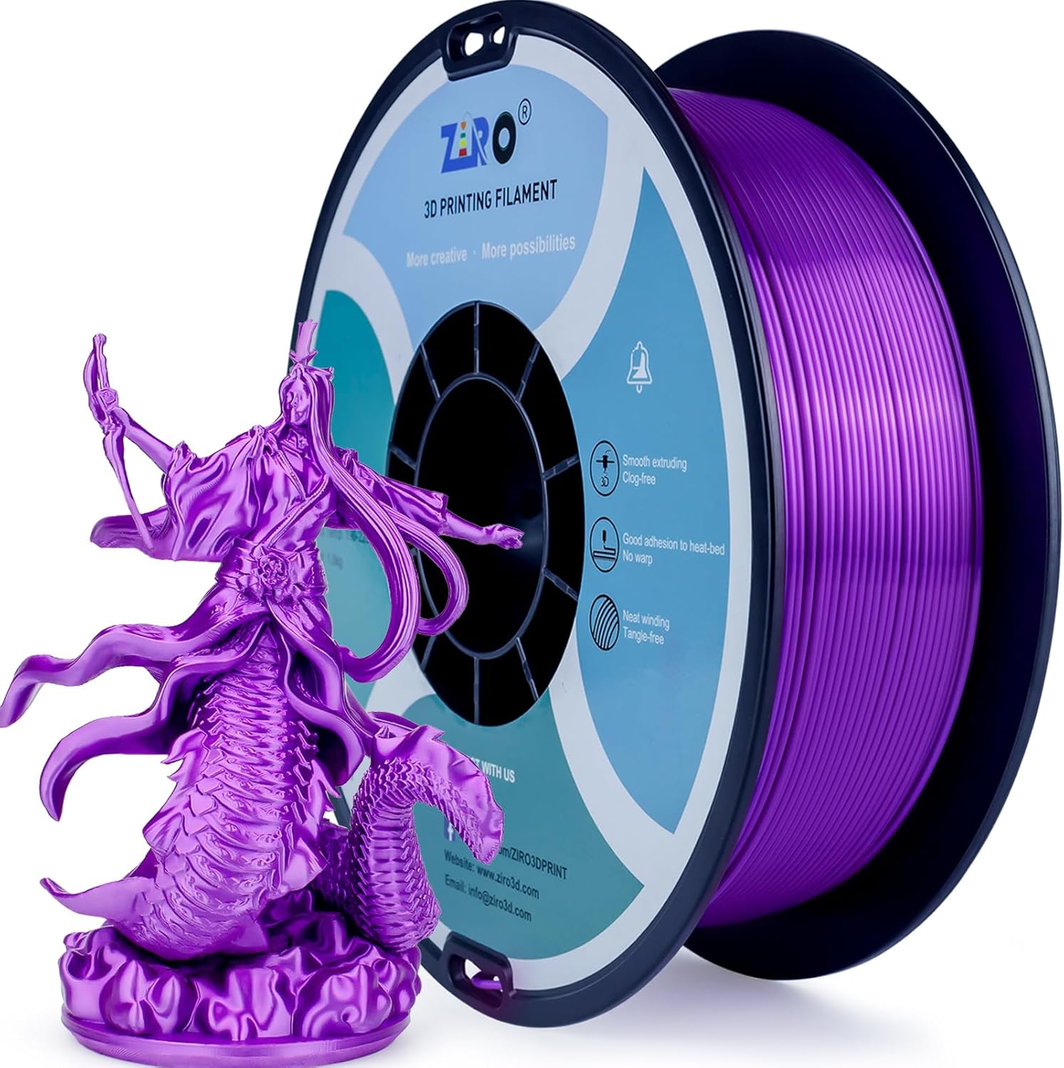 ZIRO 3D Printer Filament, Shine Glorry PLA Filament 1.75mm, Shining ...