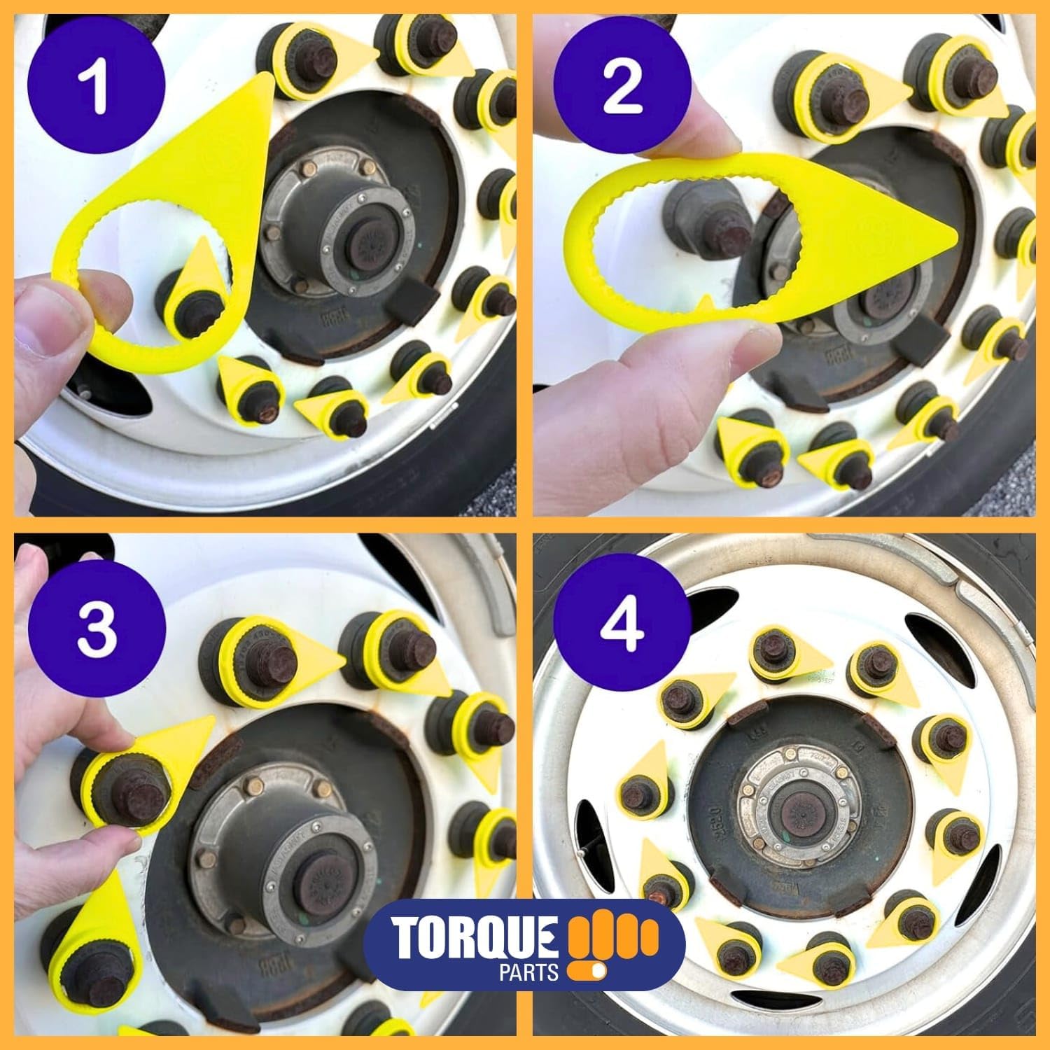 Torque Lugnut Cover Remover Tool for 33 mm Lug Nut w/Starlight 10 Pack Lug Nut Covers (100 Pack, Nut Indicator)