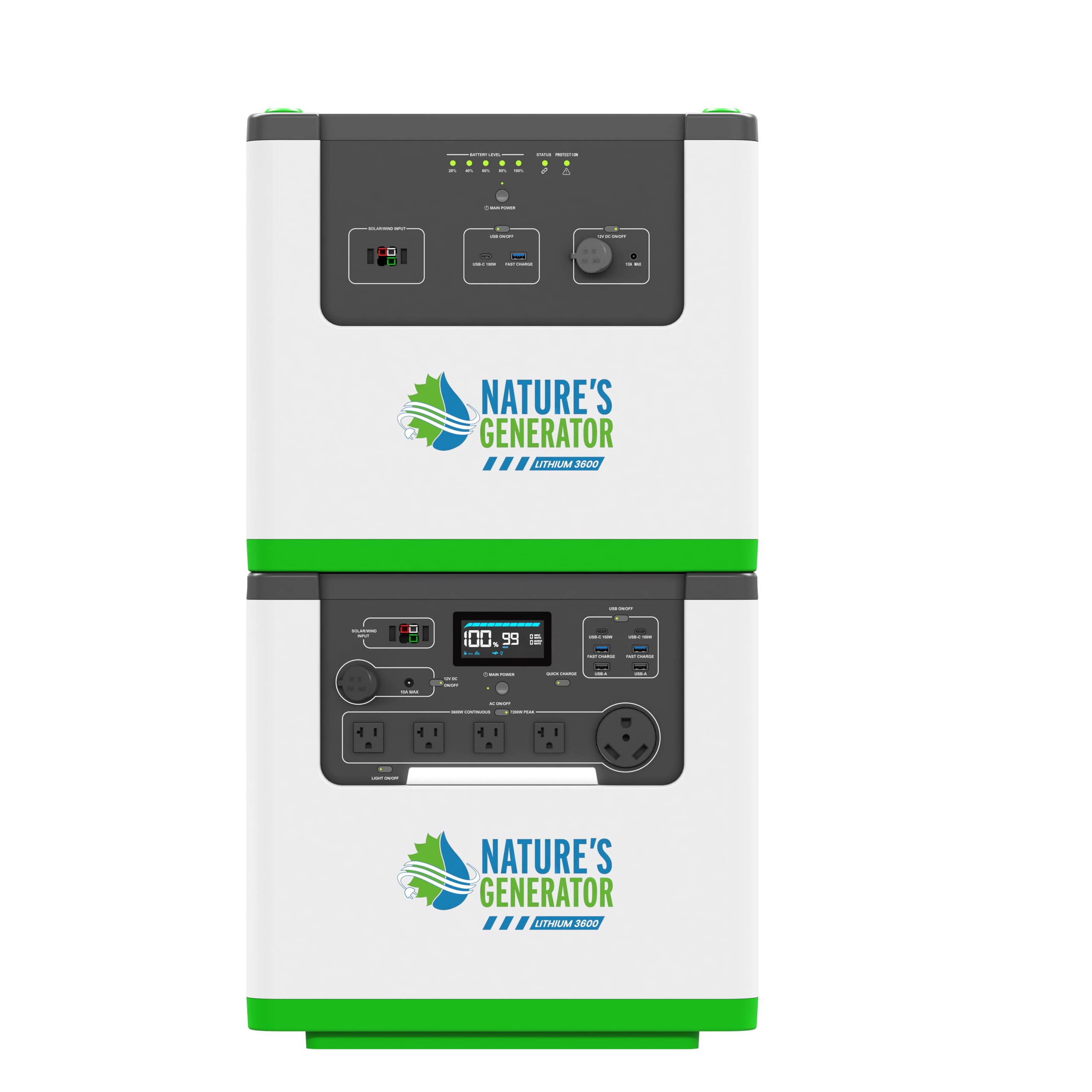 Natures Generator Lithium 240V 6000Wh Lithium 3600W Power Pod Fast Charge Lifepo4 Power Station Solar Generator for Home