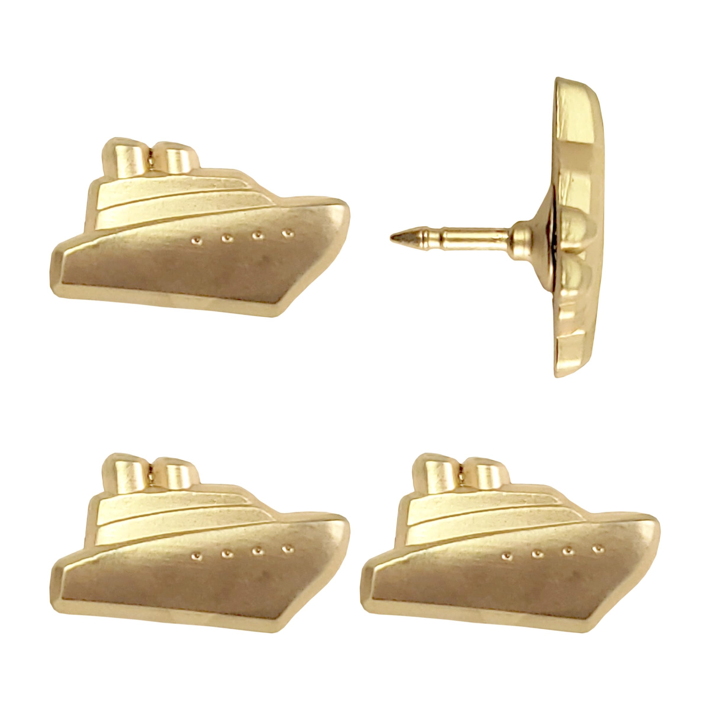 Cruise Ship Push Pins - Gold Metal Cruise Ship Pins - for Cork Board, Maps, or Lapel Pin Use - Designed in USA - Set of 4