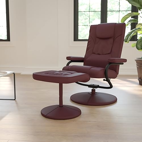 Miniatura 12 de Flash Furniture Rachel - Silla reclinable de LeatherSoft contemporánea multiposición con otomana, silla reclinable giratoria de 360 grados y juego