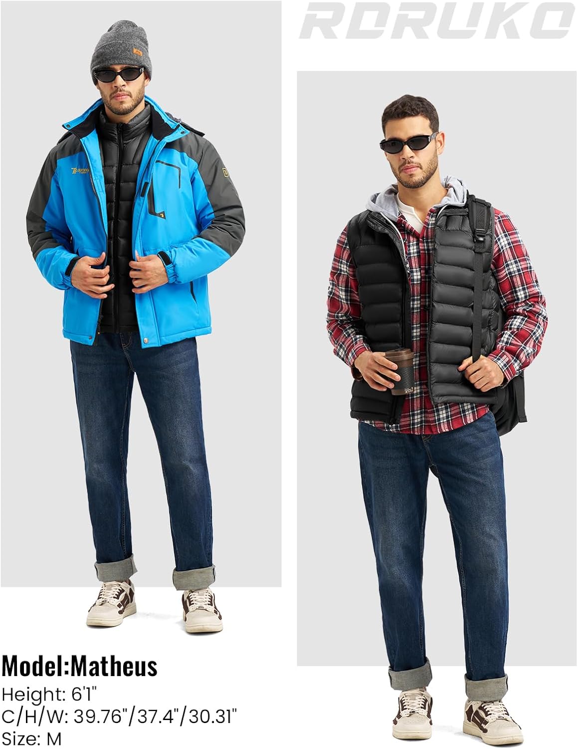 Rdruko Men's Puffer Vest Packable Outdoor Insulated Lightweight Outerwear Puffy Winter Warm Casual Vest with 4 Pockets - Image 8