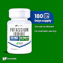 HealthFare Potassium Iodide Tablets | 130 mg | 360 Fast-Dissolving Tablets (6 Pack) | Ki Pills | Long Shelf Life | Non-GMO