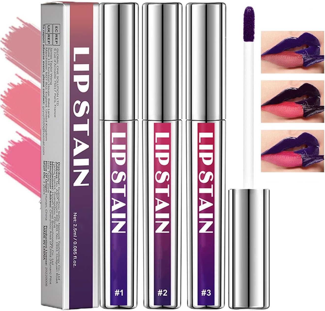 3 stuks Peel Off Lip Stain Tattoo, Peel Off Lip Liner, Waterdicht en Transfer Proof Pink Lip Tint, Matte Finish Peel Off Lip Gloss, Non-stick Cup Liquid Lipstick Nude Lip Gloss voor Vrouwen