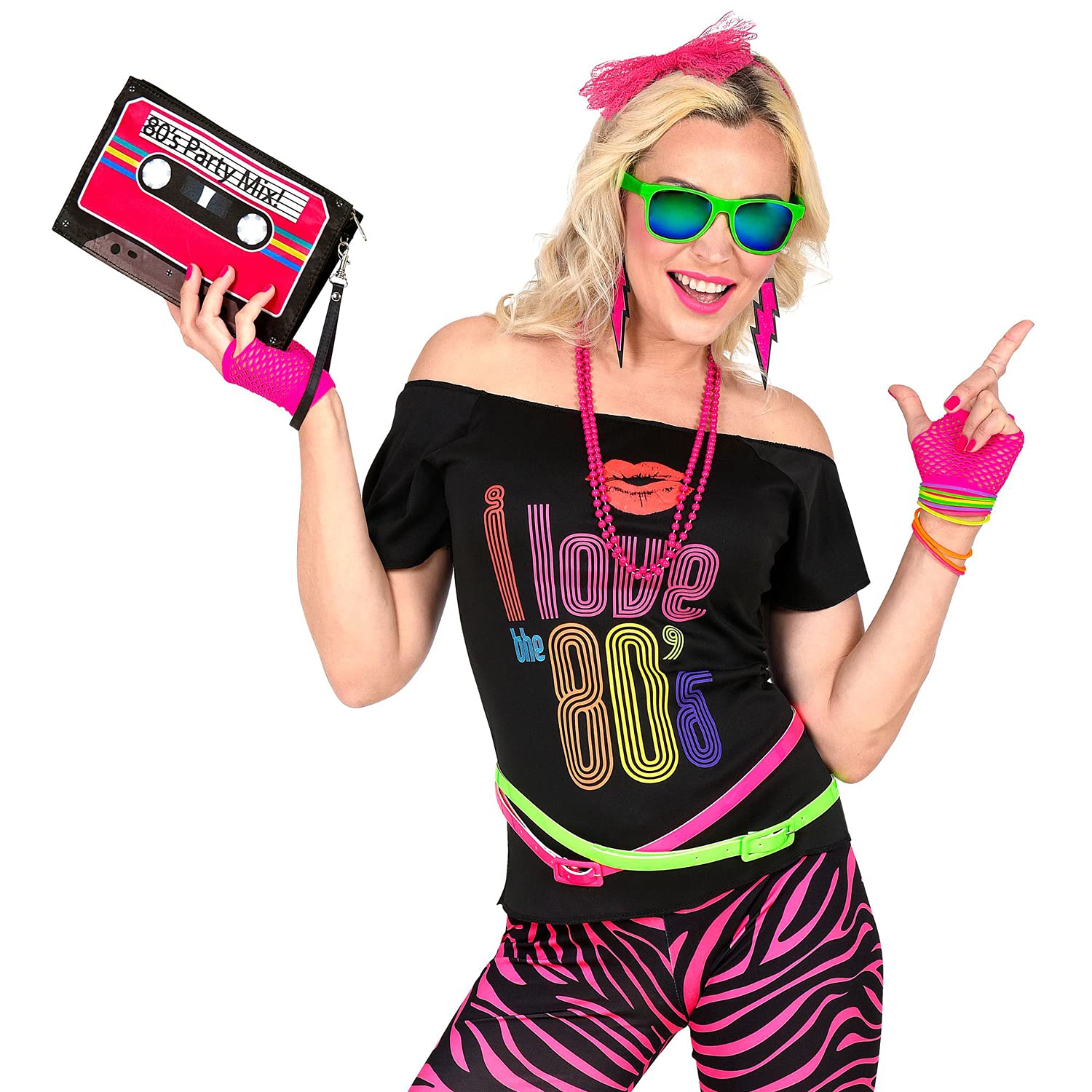 W WIDMANN MILANO Party Fashion - 80s Music Cassette Bag for Women Musicians, Carnival, Theme Parties, Multicoloured - Image 2